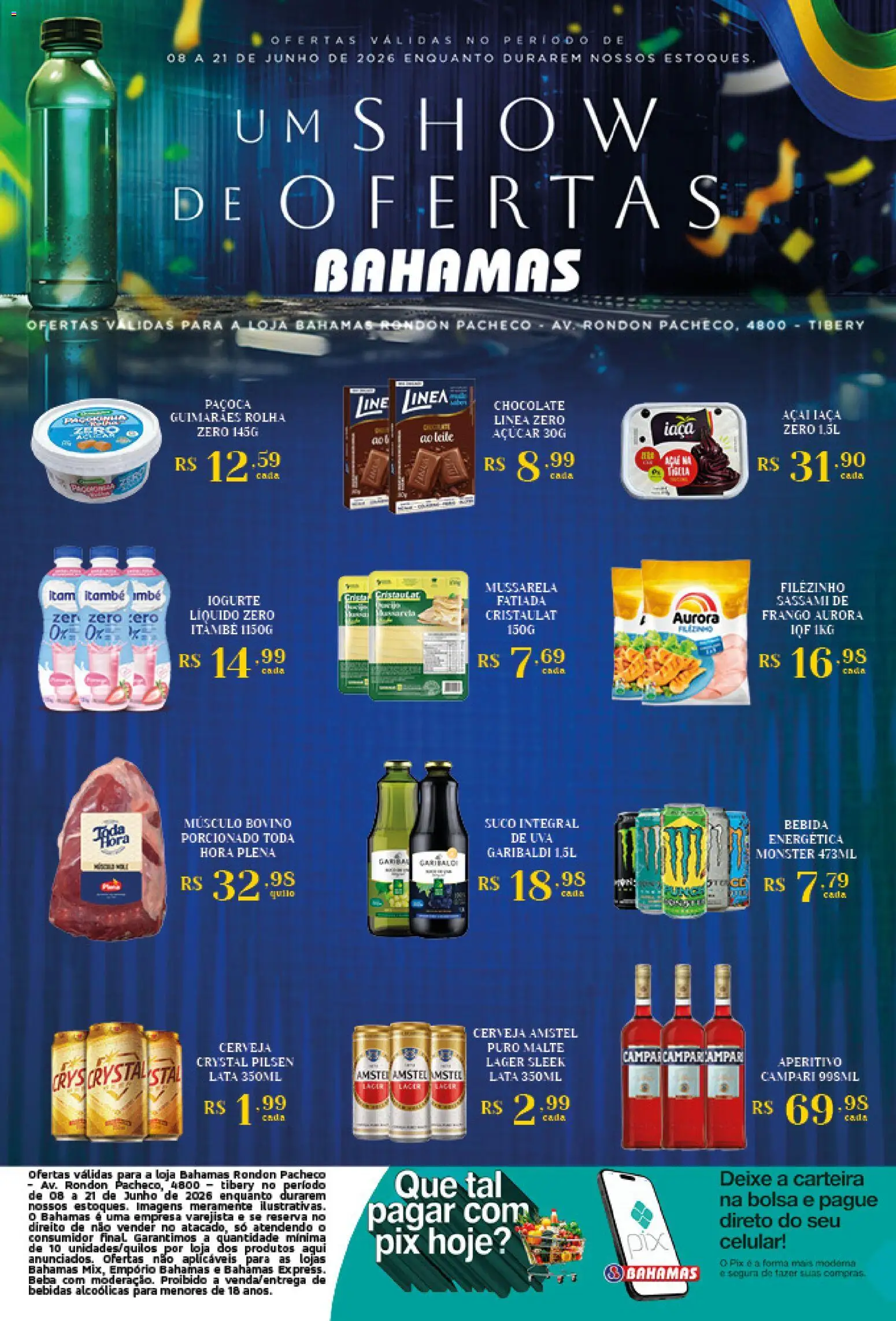 Bahamas Supermercados Folheto - válido de 08.06.2026 | Página: 2 | Produtos: Leite, Cerveja, Monster, Campari