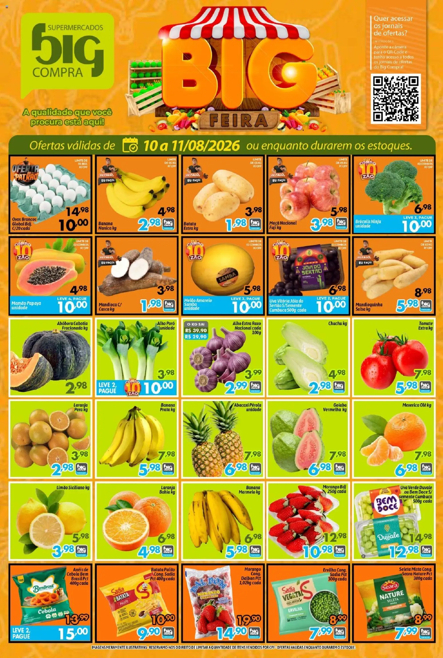Big Compra Folheto - válido de 10/08/2026 | Página: 1 | Produtos: Pera, Cebola, Brócolis, Batata