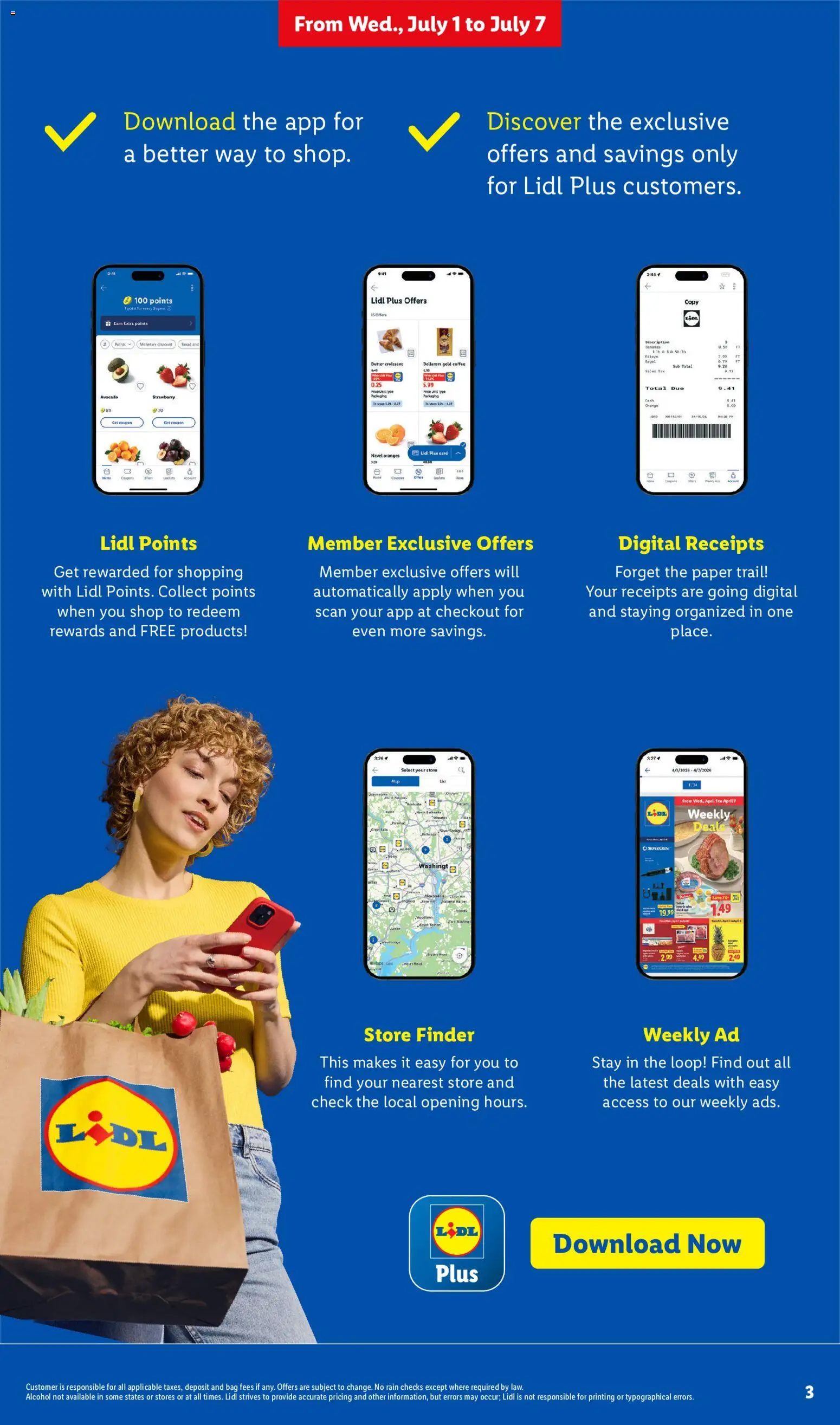 Lidl Weekly Ad - valid from 07/01/2026 | Page: 3 | Products: Butter, Bread, Coffee, Oranges