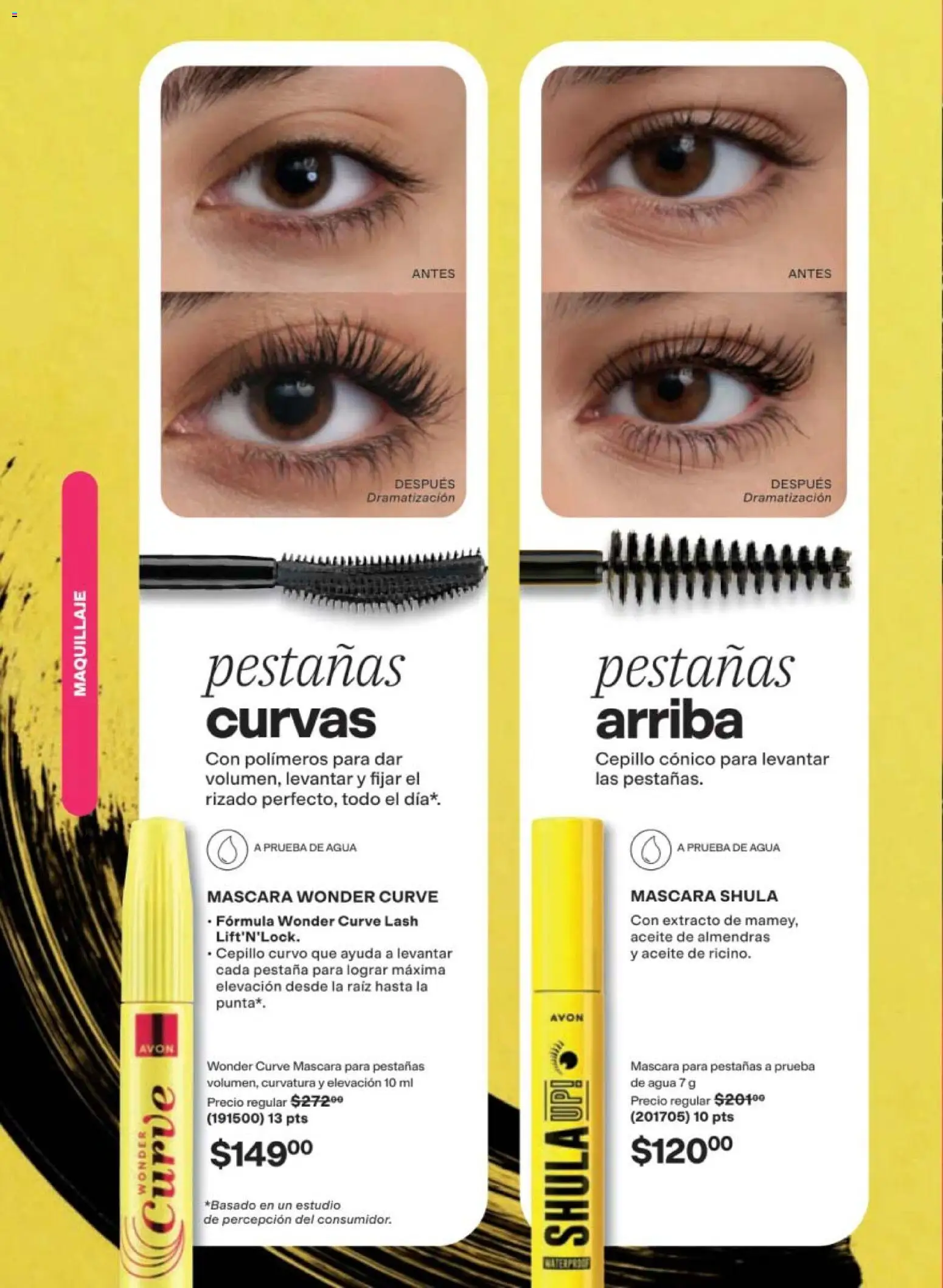 Nuevas ofertas de AVON válidas en toda la República Mexicana desde el 11/09/2026. ¡Encuentra las mejores ofertas en AVON campaña 14 2026! | Página: 36 | Productos: Máscara, Agua, Aceite, Maquillaje