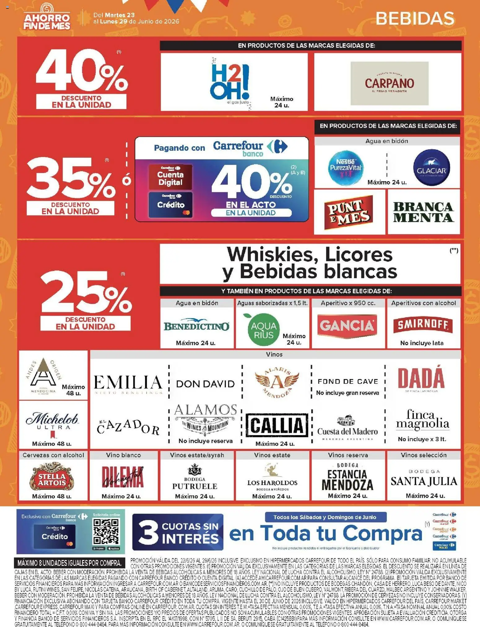 Carrefour ofertas │ válido desde el 23/06/2026 | Página: 14 | Productos: Cuchillo, Bidón, Agua, Vino