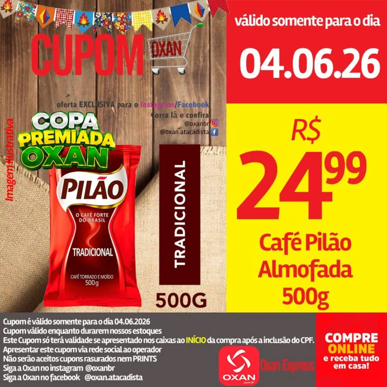 Oxan Atacadista Folheto - válido de 04.06.2026 | Página: 5 | Produtos: Almofada, Café, Copa, Café pilão