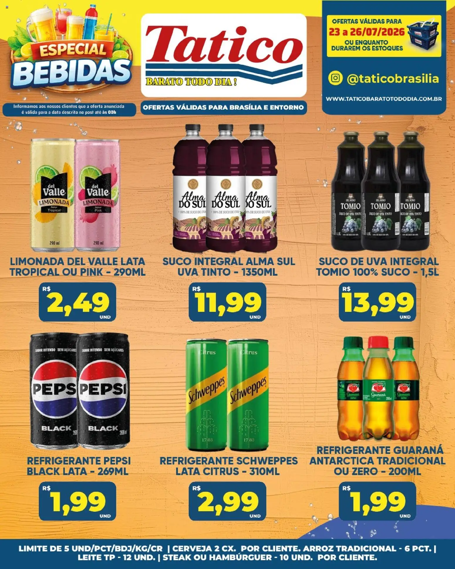 Tatico Folheto - válido de 27/07/2026 | Página: 45 | Produtos: Guaraná, Leite, Suco, Arroz