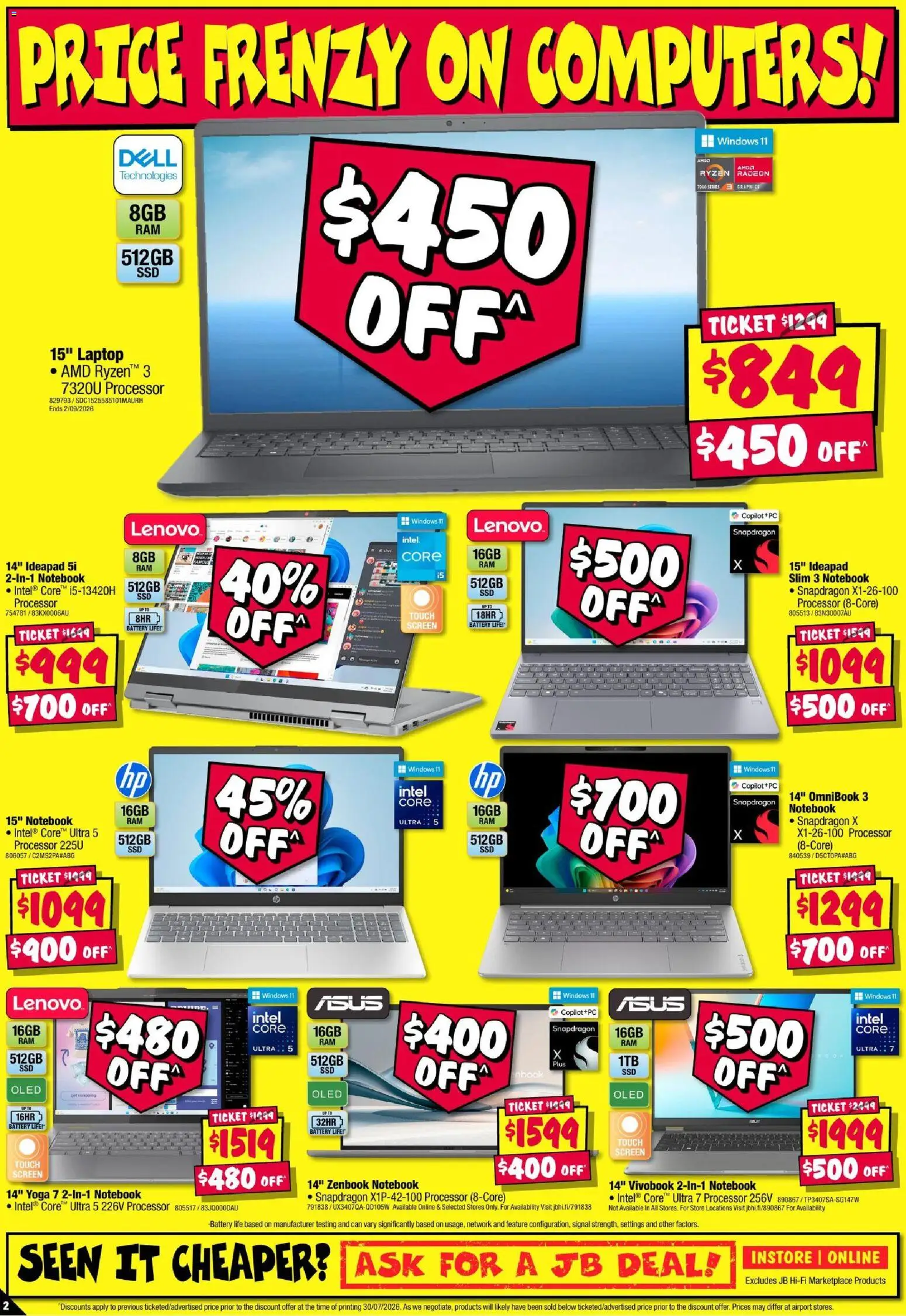 JB Hi-Fi catalogue - valid from 13/08/2026 | Page: 2 | Products: Battery, Notebook, Laptop, Screen
