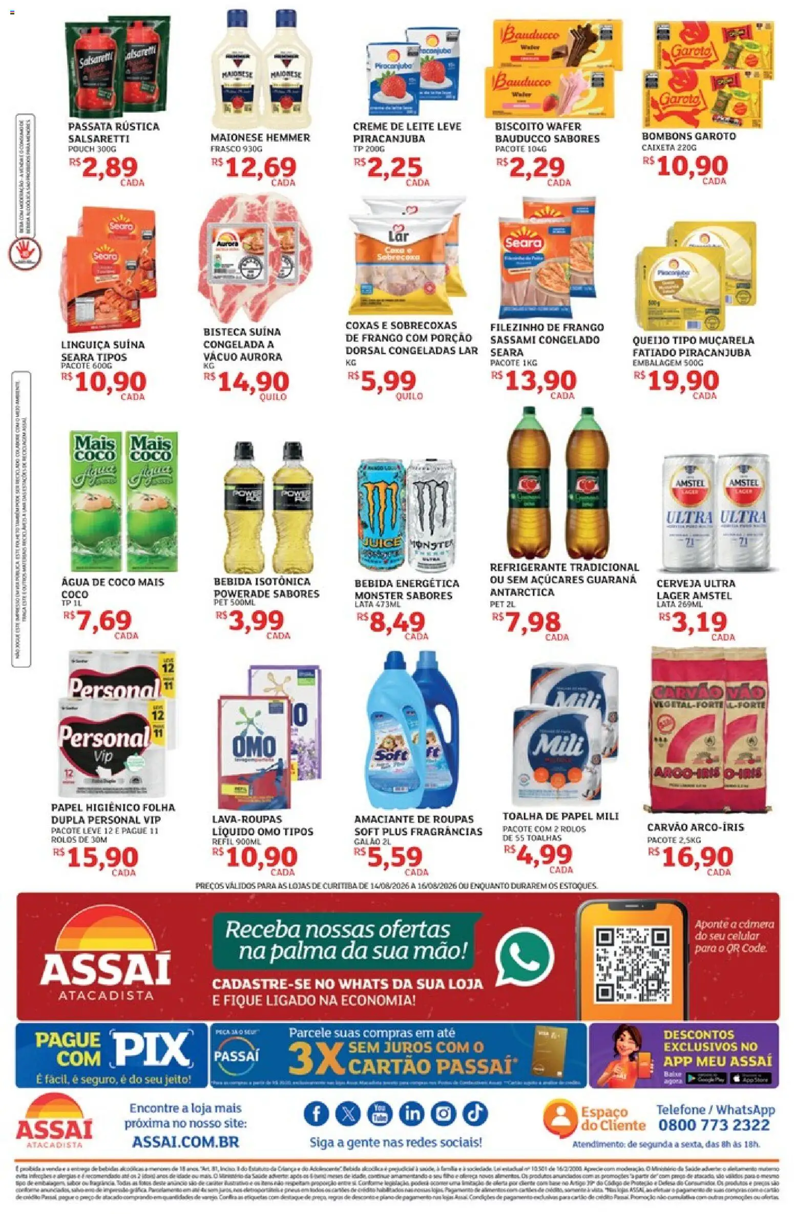 Assaí Atacadista Folheto - válido de 14/08/2026 | Página: 2 | Produtos: Leite, Queijo, Refrigerante, Papel higiênico