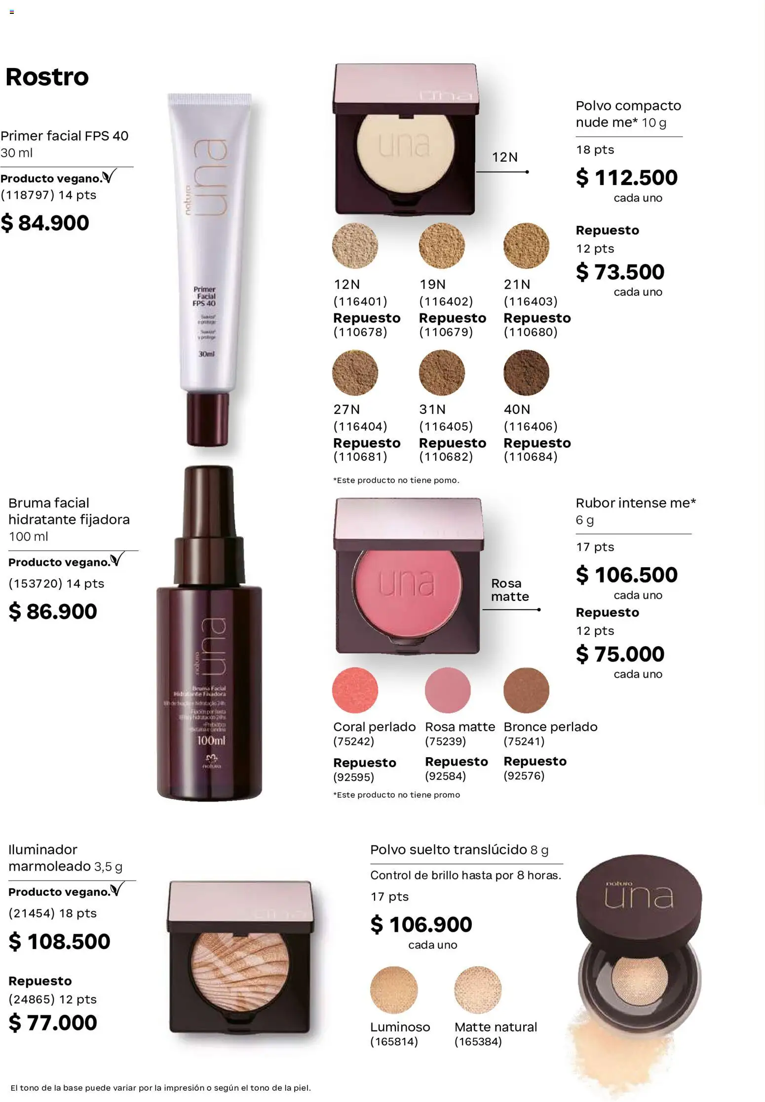 Natura revista - valida desde el 22/07/2026 | Página: 82 | Productos: Polvo compacto, Iluminador, Rubor, Polvo