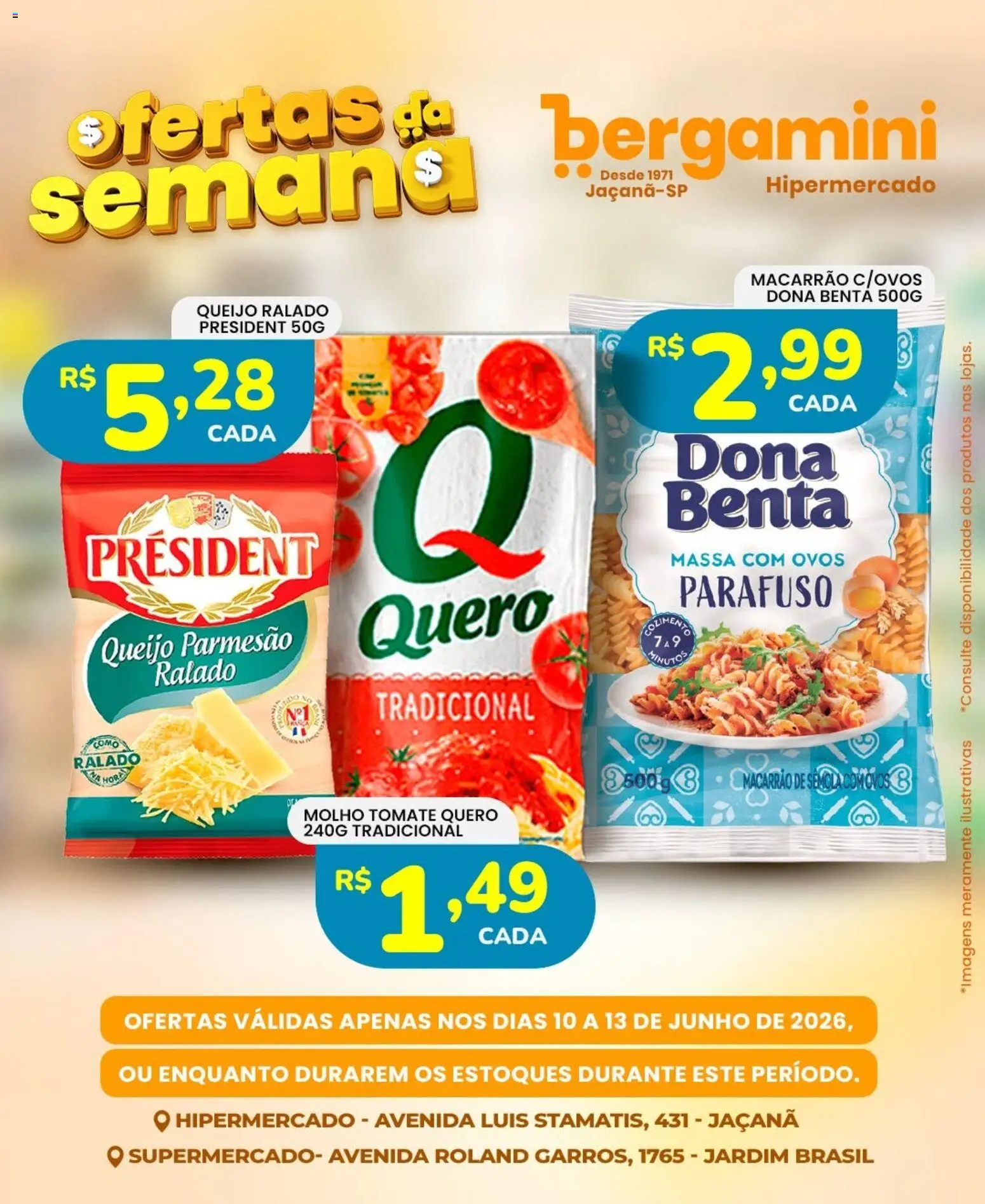 Supermercado Bergamini Folheto - válido de 10.06.2026 | Página: 9 | Produtos: Queijo, Ovos, Parmesão, Queijo parmesão