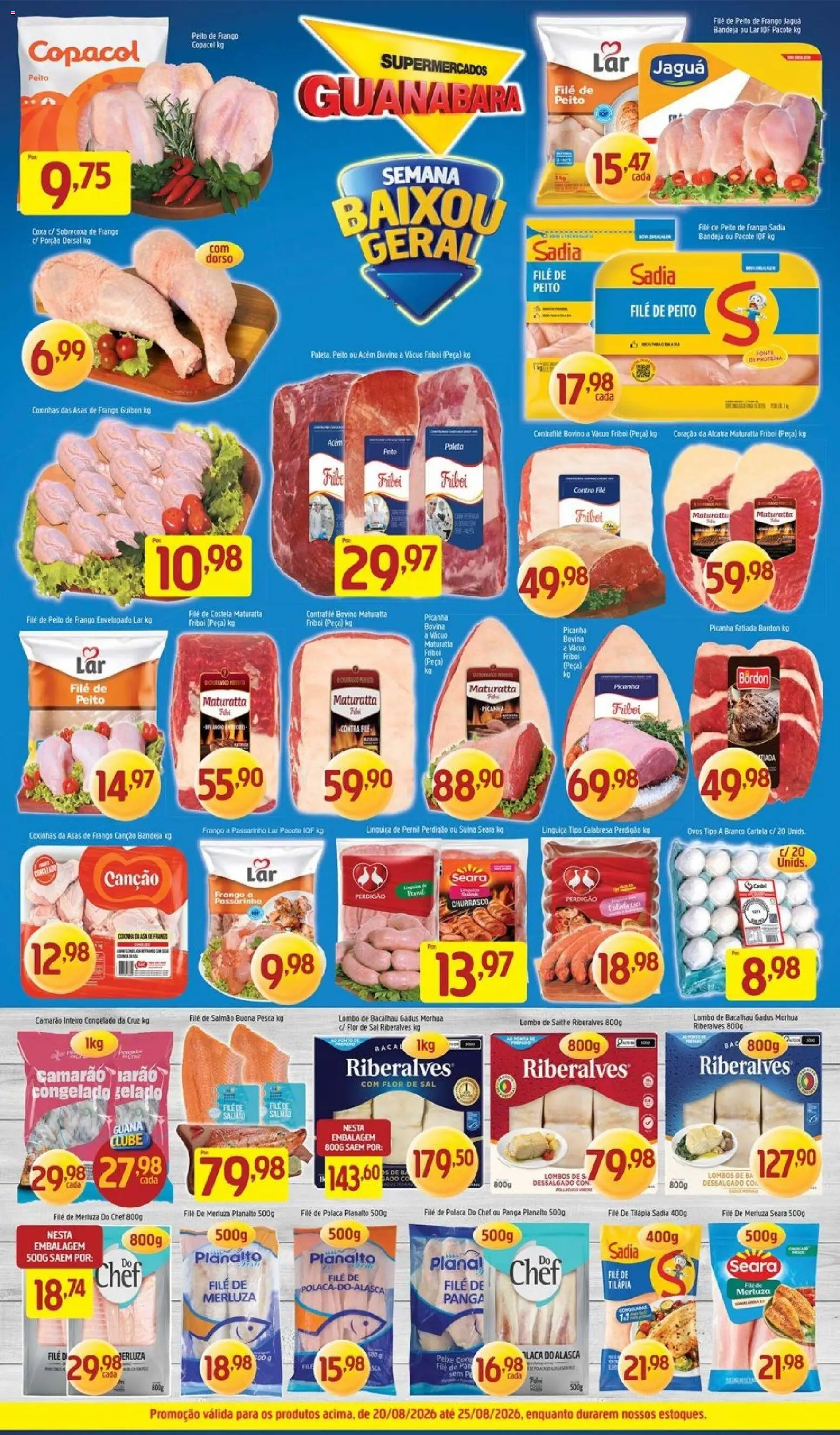 Supermercados Guanabara Folheto - válido de 20/08/2026 | Página: 13 | Produtos: Salmão, Camarão, Filé de tilápia, Peito de frango