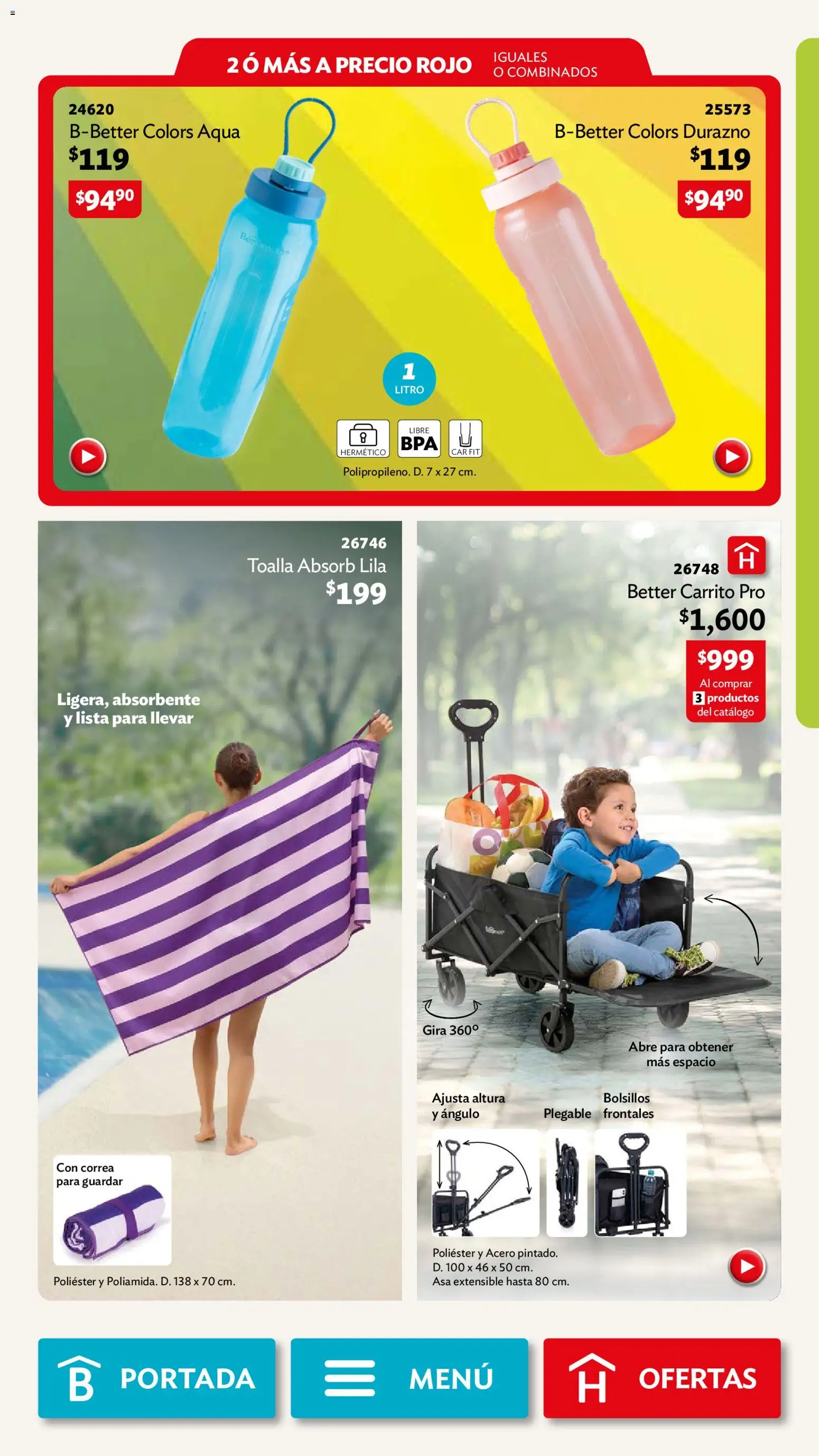 Nuevas ofertas de Betterware válidas en toda la República Mexicana desde el 01/06/2026. ¡Encuentra las mejores ofertas en Betterware campaña 6 2026! | Página: 33 | Productos: Durazno, Toalla
