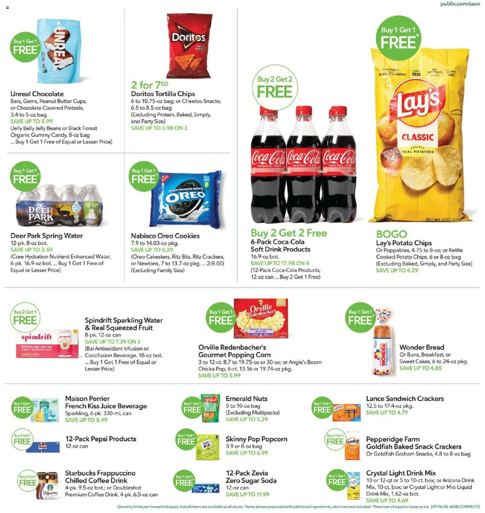 Publix Weekly Ad - valid from 07/15/2026 | Page: 13 | Products: Chips, Nuts, Potatoes, Bag