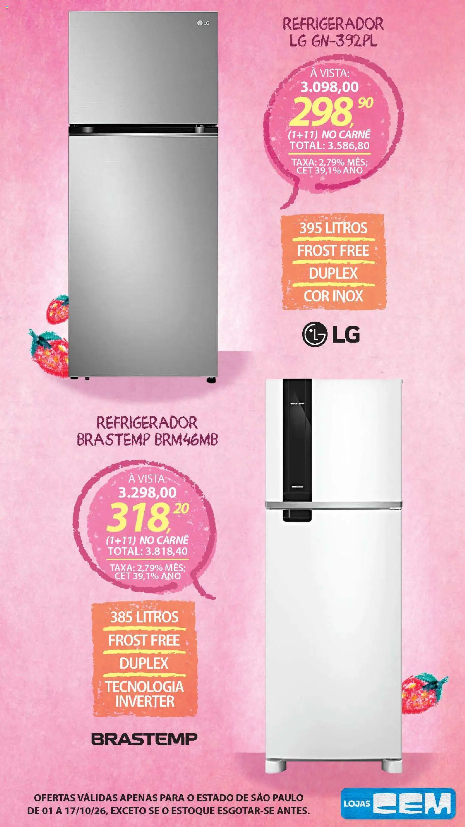 Lojas Cem Folheto - válido de 01/10/2026 | Página: 60 | Produtos: Refrigerador, Carne