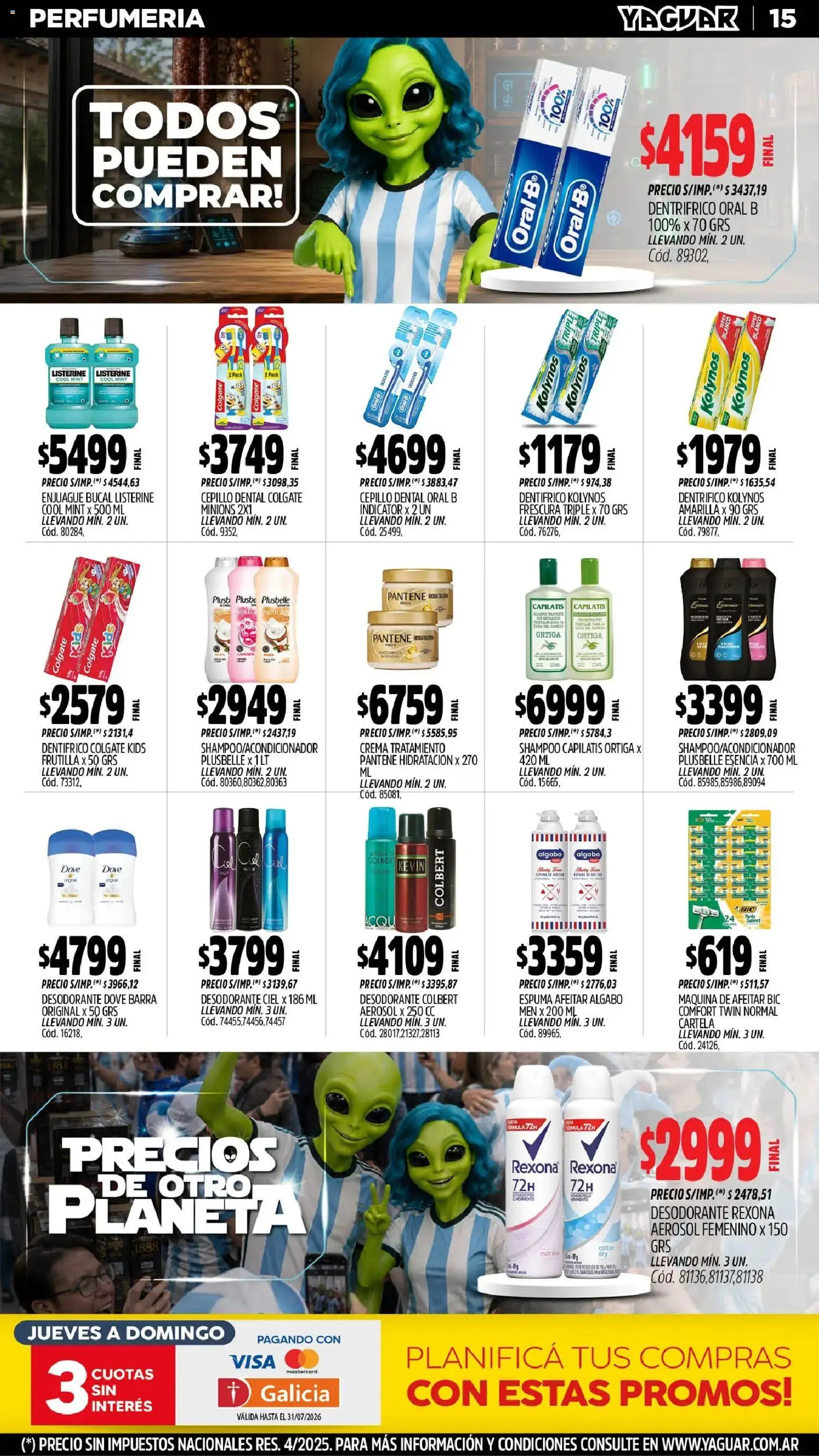 Yaguar - Oferta Semanal Mar del Plata │ válido desde el 29/06/2026 | Página: 15 | Productos: Cepillo, Shampoo, Desodorante, Enjuague bucal