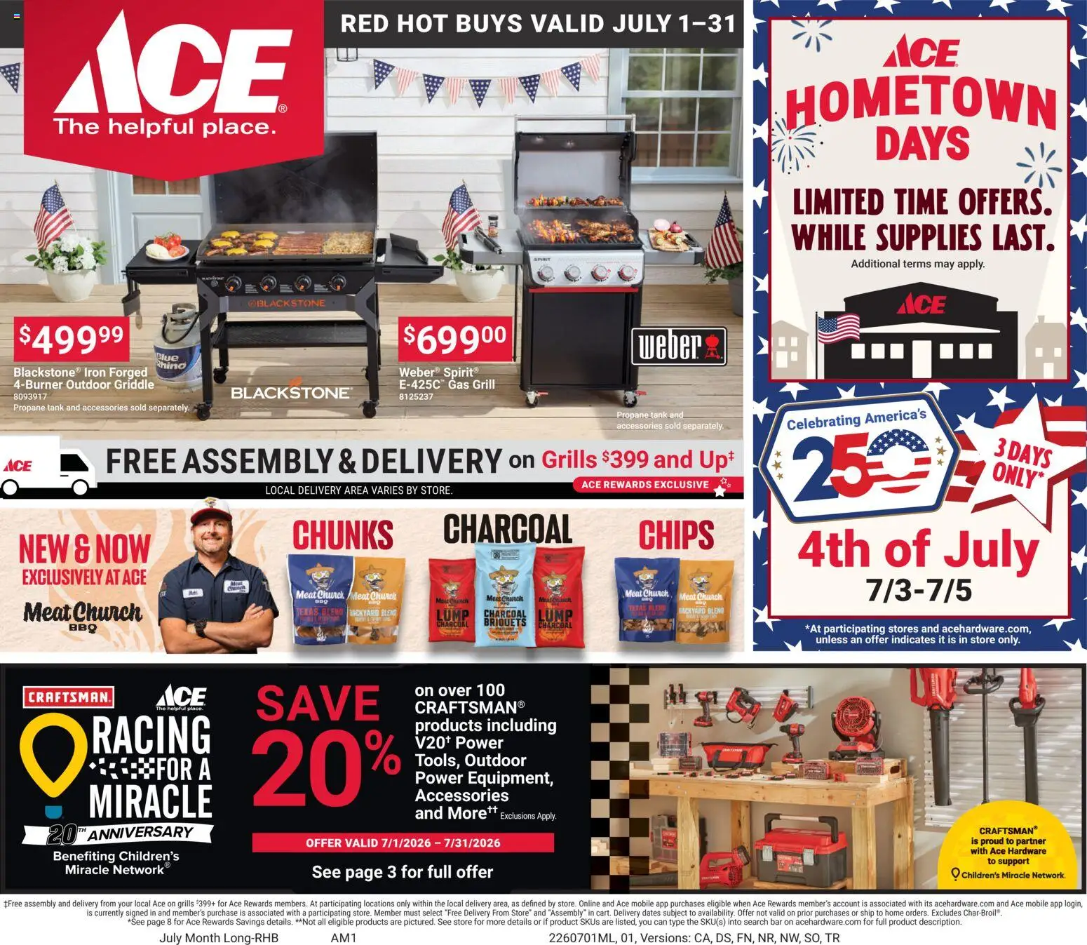 ACE Hardware Weekly Ad - valid from 07/01/2026 | Page: 1 | Products: Griddle, Chips, Grill, Iron