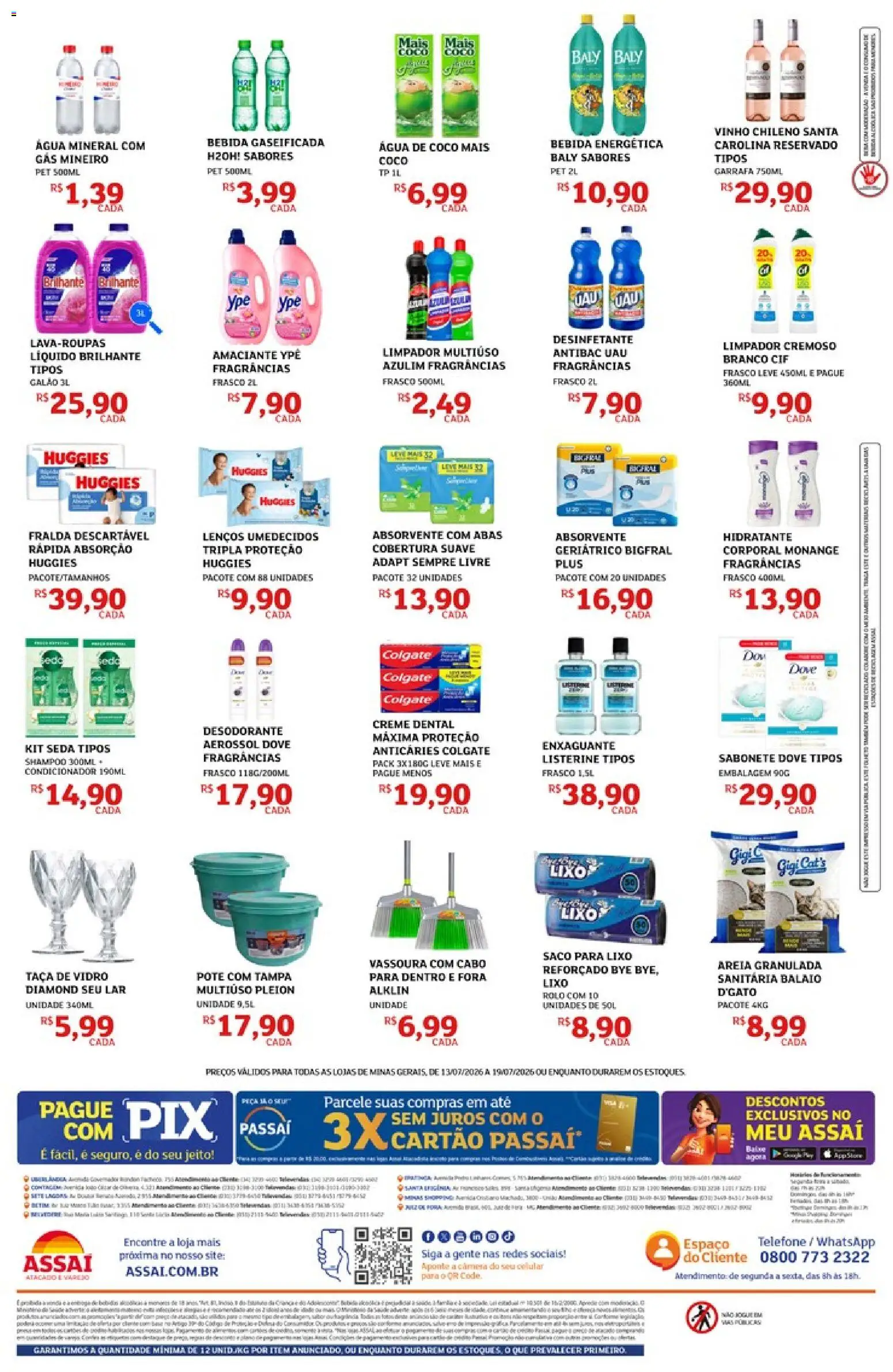 Assaí Atacadista Folheto - válido de 13/07/2026 | Página: 3 | Produtos: Saco para lixo, Telefone, Cabo, Desinfetante