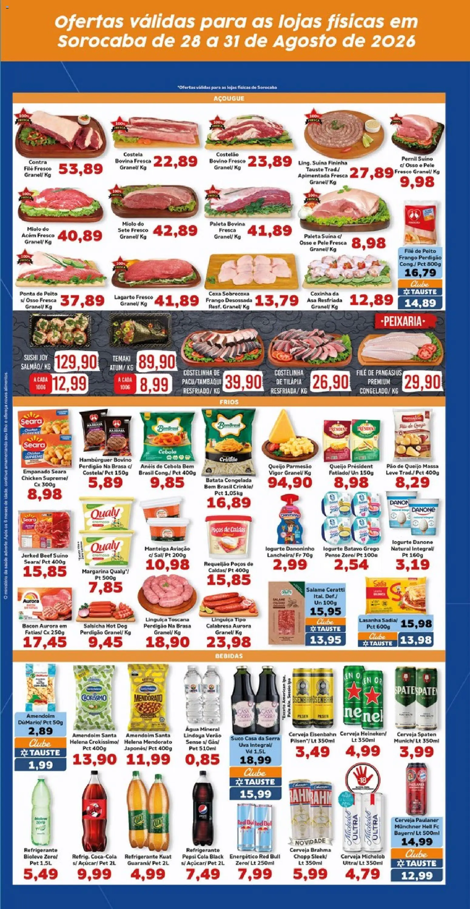 Tauste Folheto - válido de 28/08/2026 | Página: 4 | Produtos: Manteiga, Refrigerante, Batata, Pão de queijo