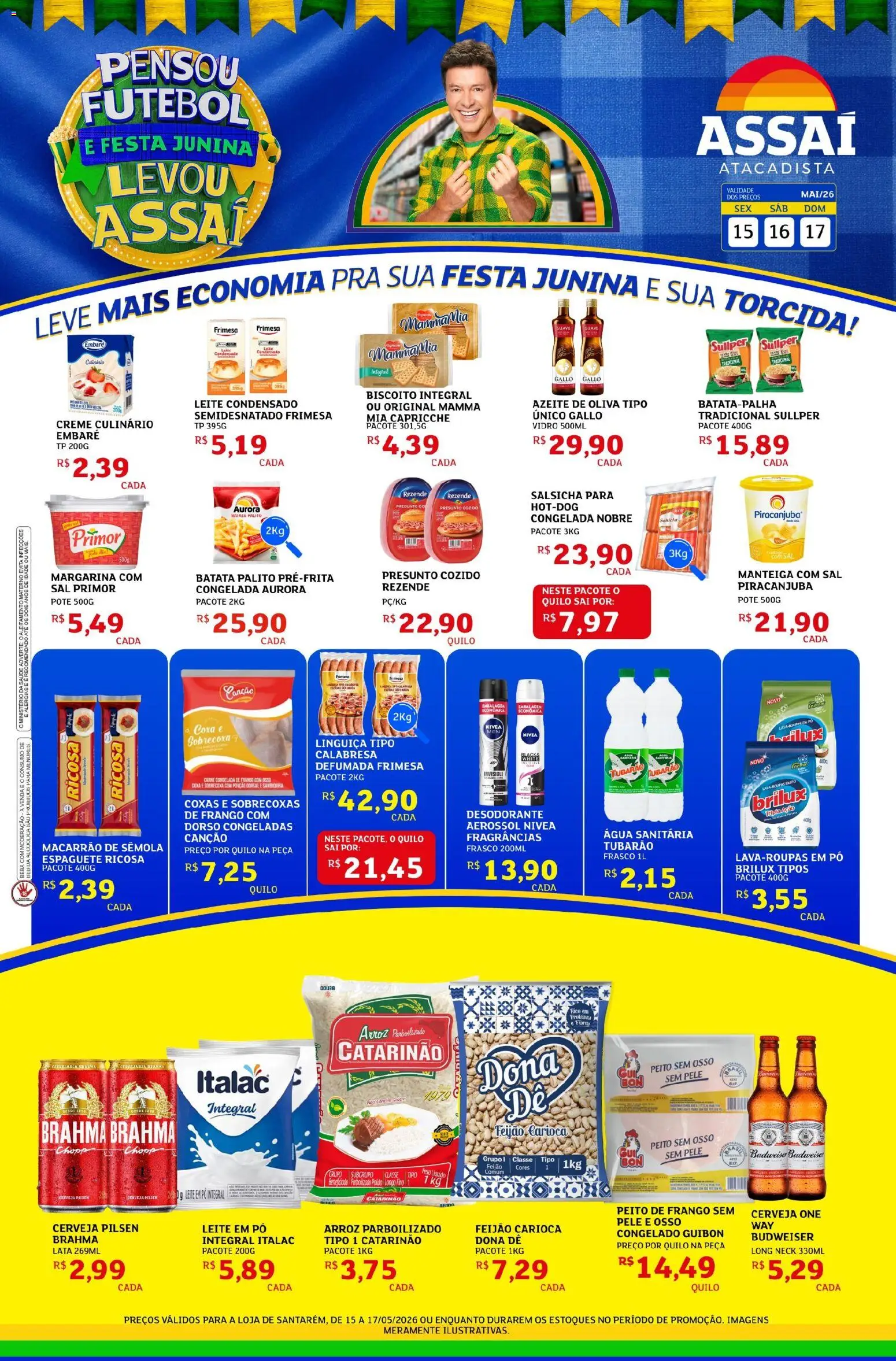 Assaí Atacadista Folheto - válido de 15.05.2026 | Página: 1 | Produtos: Linguiça, Batata, Peito de frango, Água sanitária