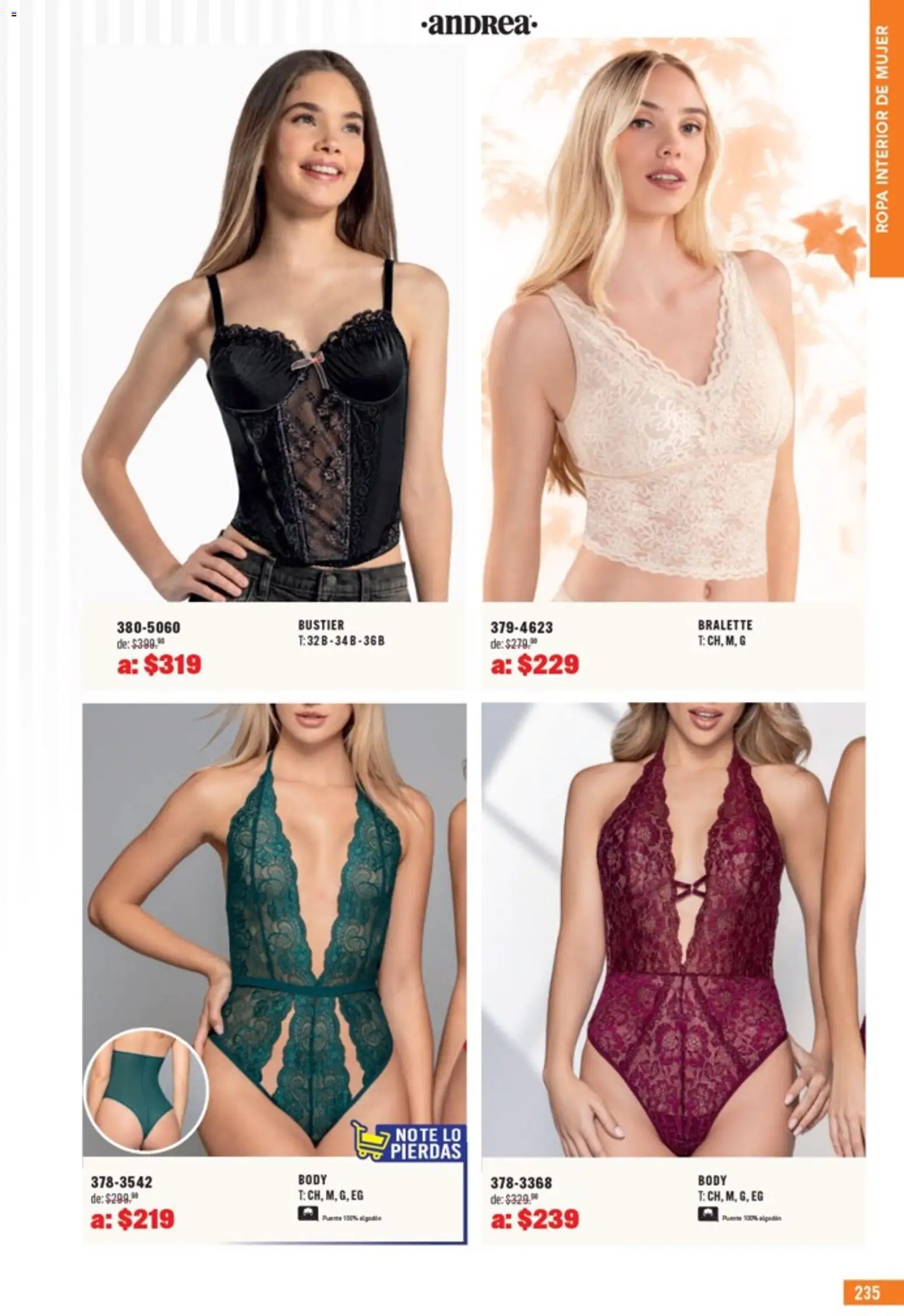 Nuevas ofertas de Andrea válidas en toda la República Mexicana desde el 05.04.2026. ¡Encuentra las mejores ofertas en Andrea catálogo Outlet! | Página: 235 | Productos: Algodón, Ropa, Ropa interior, Body