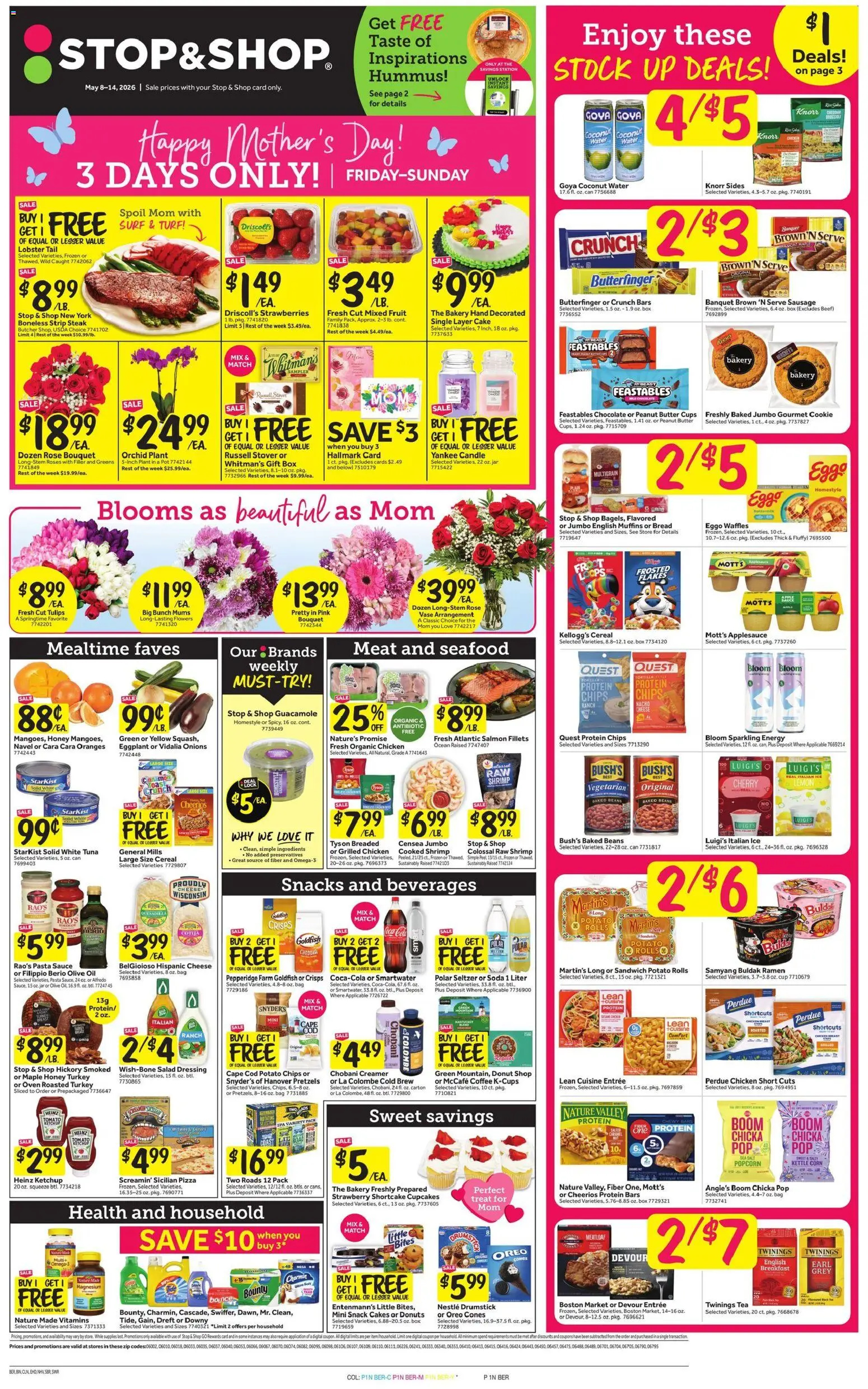 Stop & Shop Weekly Circular - CT - valid from 08.05.2026 | Page: 1 | Products: Bakery, Oil, Ketchup, Eggplant