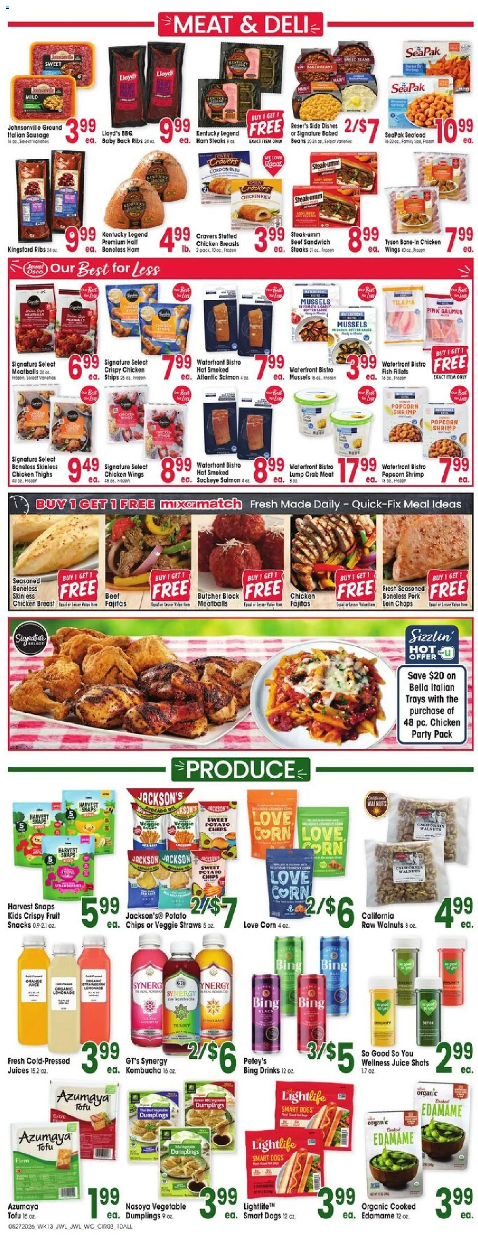 Jewel Osco Weekly Ad - IA - valid from 27.05.2026 | Page: 3 | Products: Pork, Fish, Beef, Sausage
