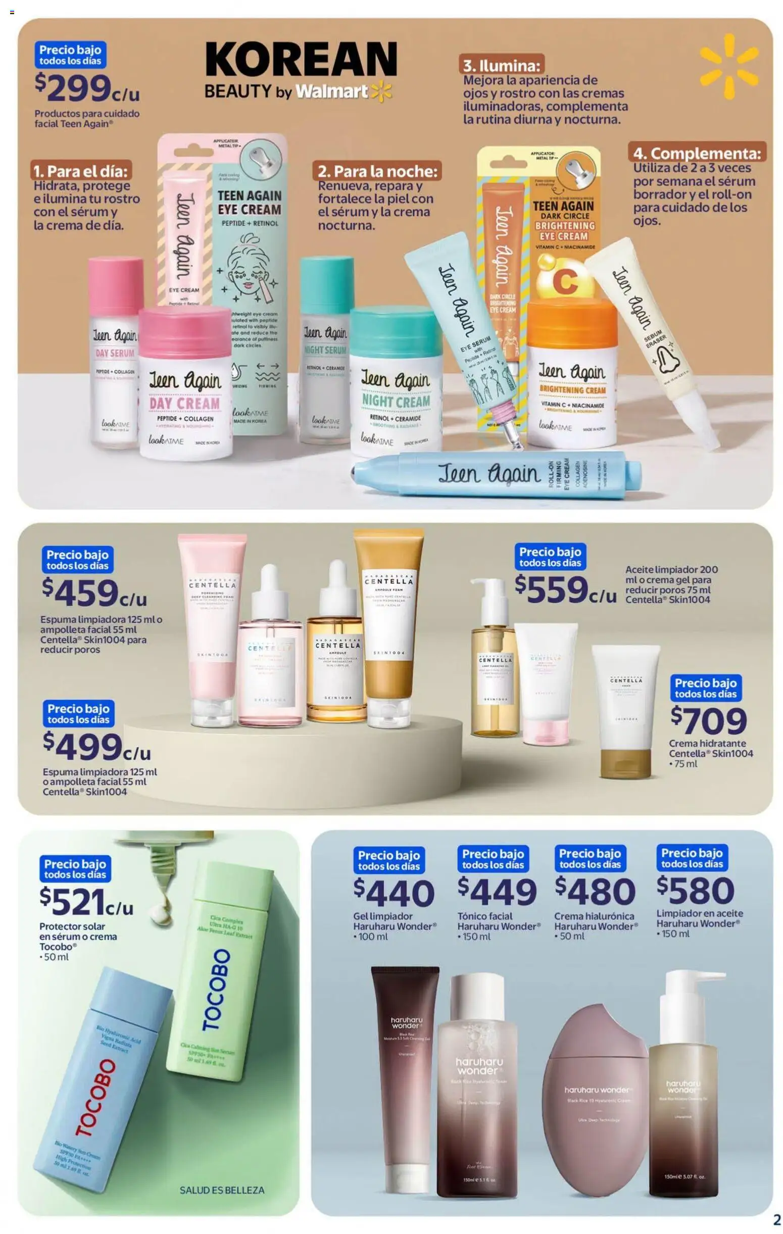 Nuevas ofertas de Walmart válidas en toda la República Mexicana desde el 18/09/2026. ¡Encuentra las mejores ofertas en Walmart folleto Tu rutina K-Beauty a precios bajos.! | Página: 2 | Productos: Crema, Aceite, Espuma, Limpiador