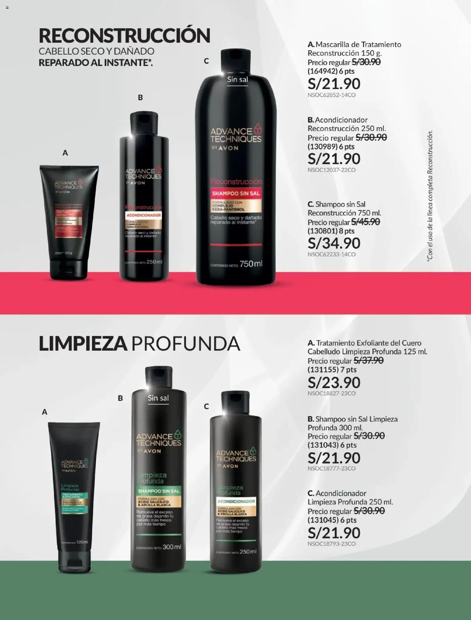 Catálogo Avon válido desde 24.05.2026 | Página: 174 | Productos: Exfoliante, Shampoo, Acondicionador, Saco