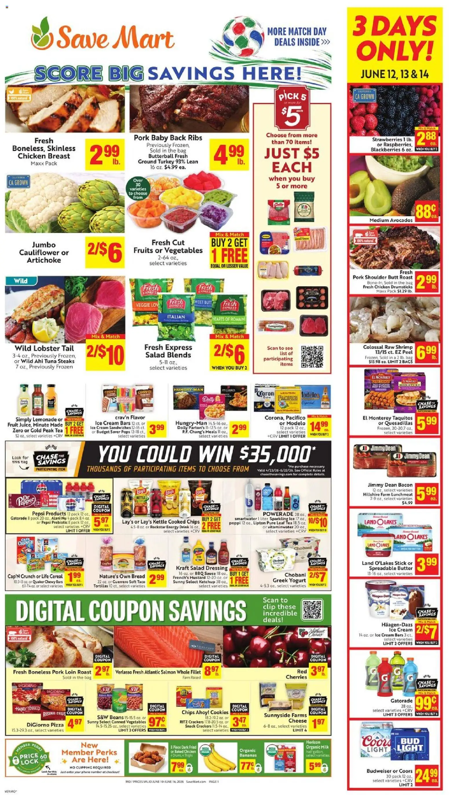 Save Mart Weekly Ad - valid from 10.06.2026 | Page: 1 | Products: Bread, Pork, Cream, Bag
