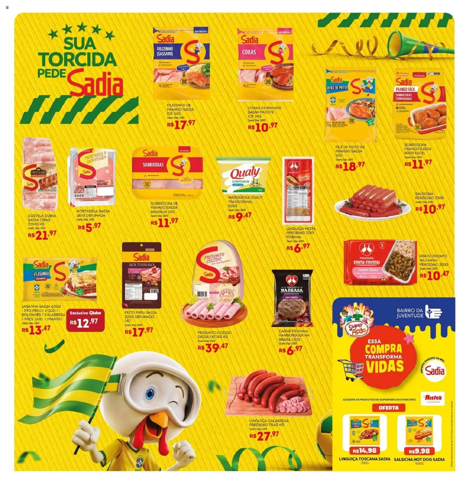 Bistek Supermercados Folheto - válido de 01/07/2026 | Página: 9 | Produtos: Mortadela, Saia, Frango, Margarina