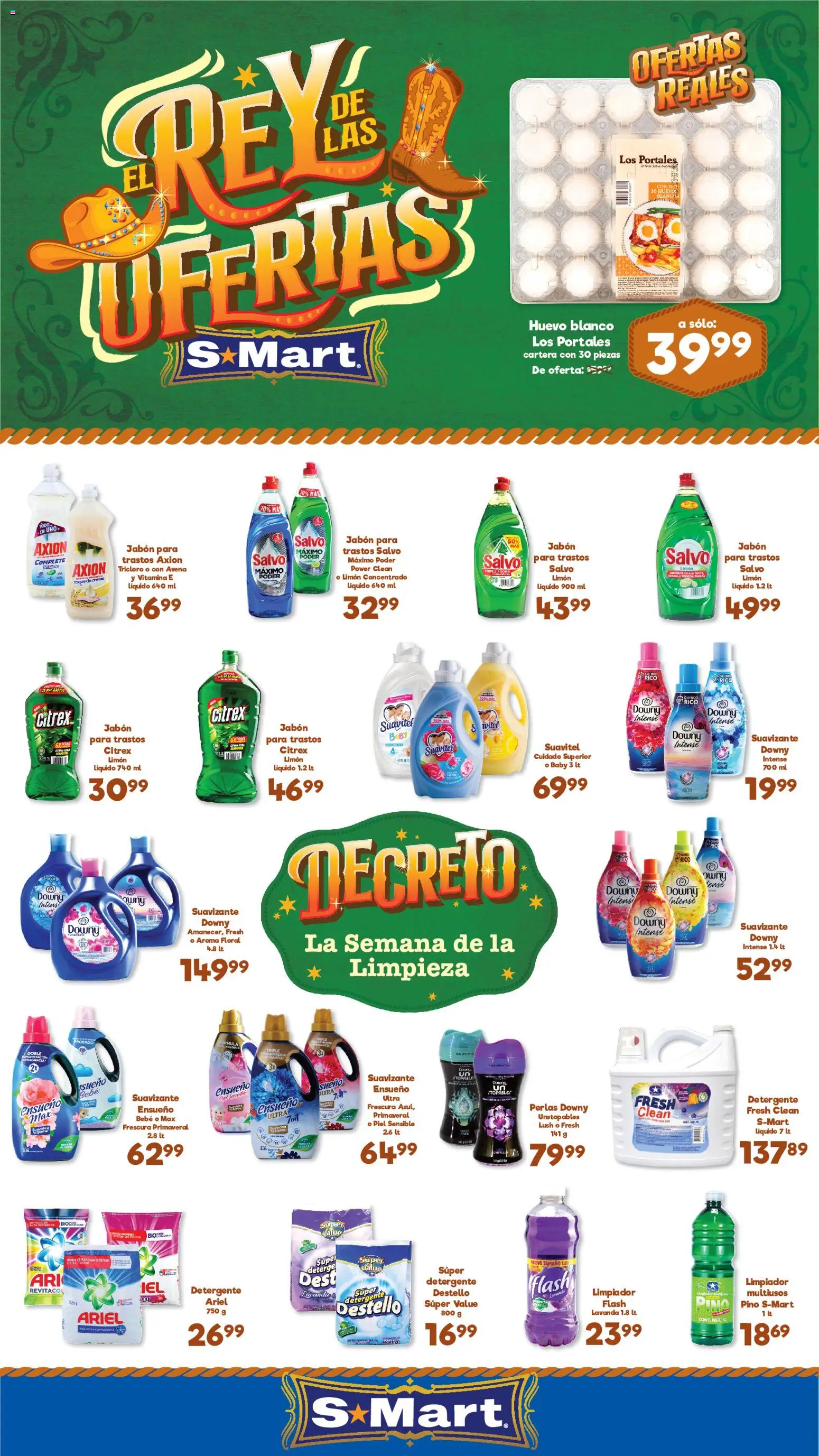 Nuevas ofertas de S-Mart válidas en toda la República Mexicana desde el 31/07/2026. ¡Encuentra las mejores ofertas en S-Mart folleto Ofertas de feria Juárez! | Página: 1 | Productos: Huevo, Limón, Limpiador, Jabón