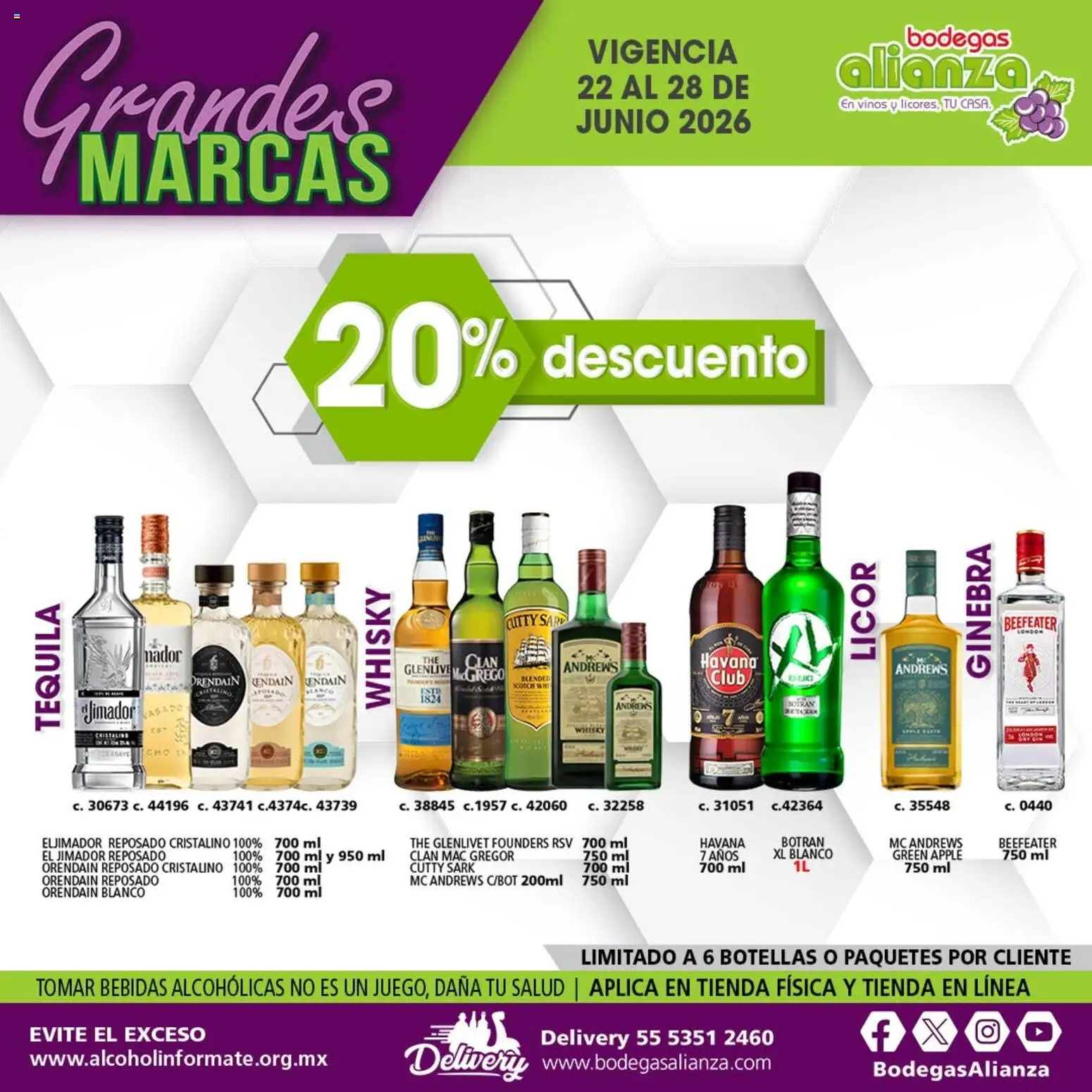 Nuevas ofertas de Bodegas Alianza válidas en toda la República Mexicana desde el 22/06/2026. ¡Encuentra las mejores ofertas en Bodegas Alianza catálogo Grandes Marcas! | Página: 5 | Productos: Ginebra, Tequila, Banco, Whisky