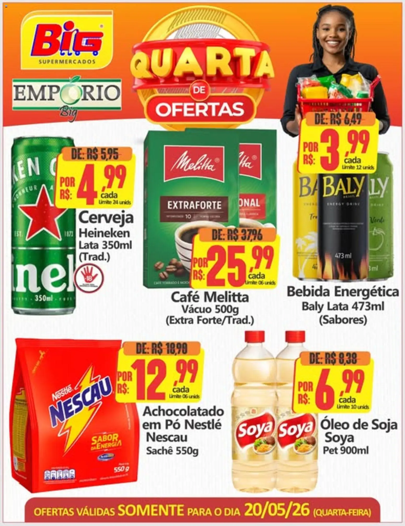 Big Supermercados Folheto - válido de 20.05.2026 | Página: 1 | Produtos: Óleo, Café, Cerveja, Soja
