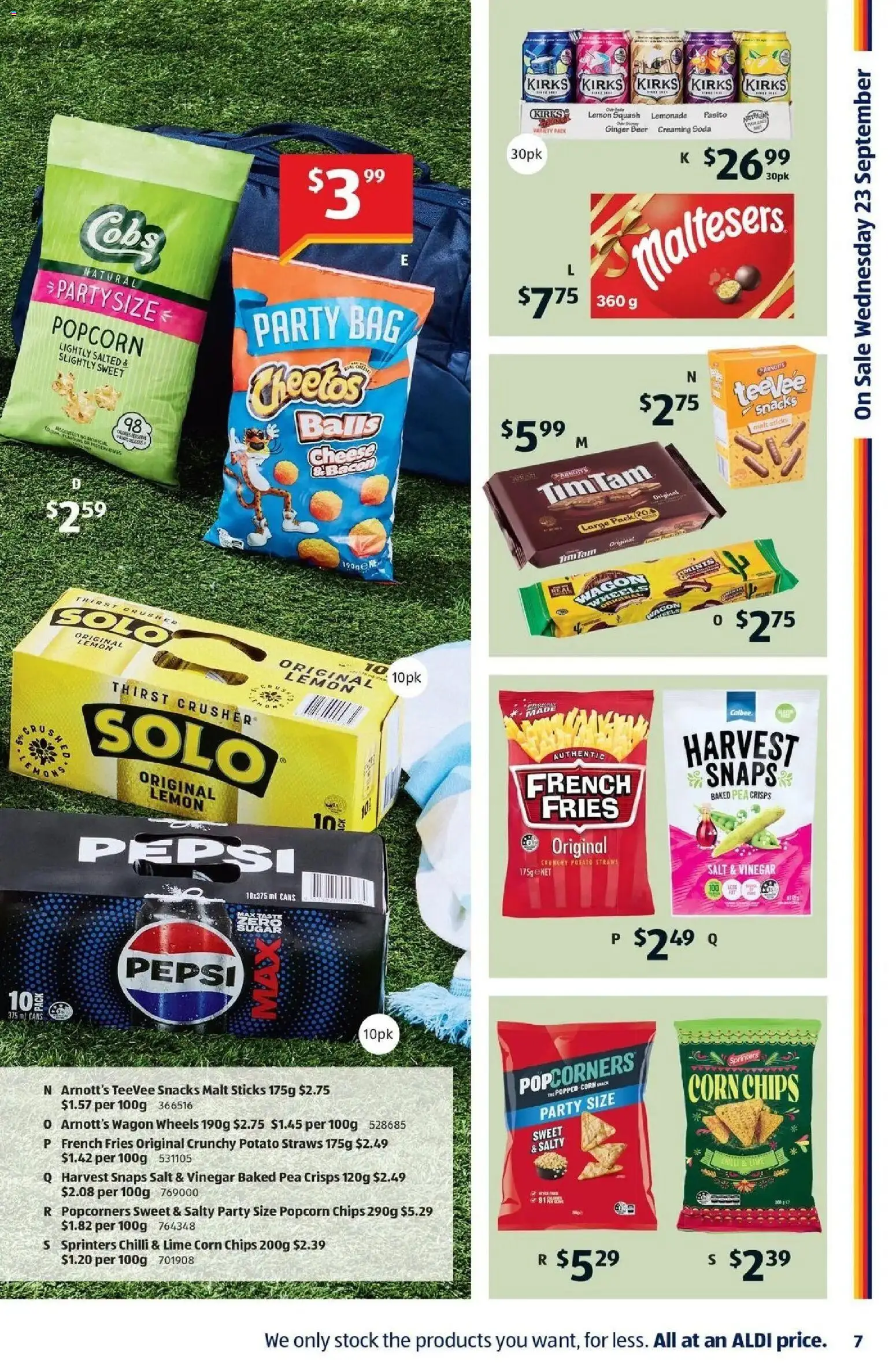 Aldi catalogue - valid from 23/09/2026 | Page: 7 | Products: Snacks, Popcorn, Chilli, Vinegar