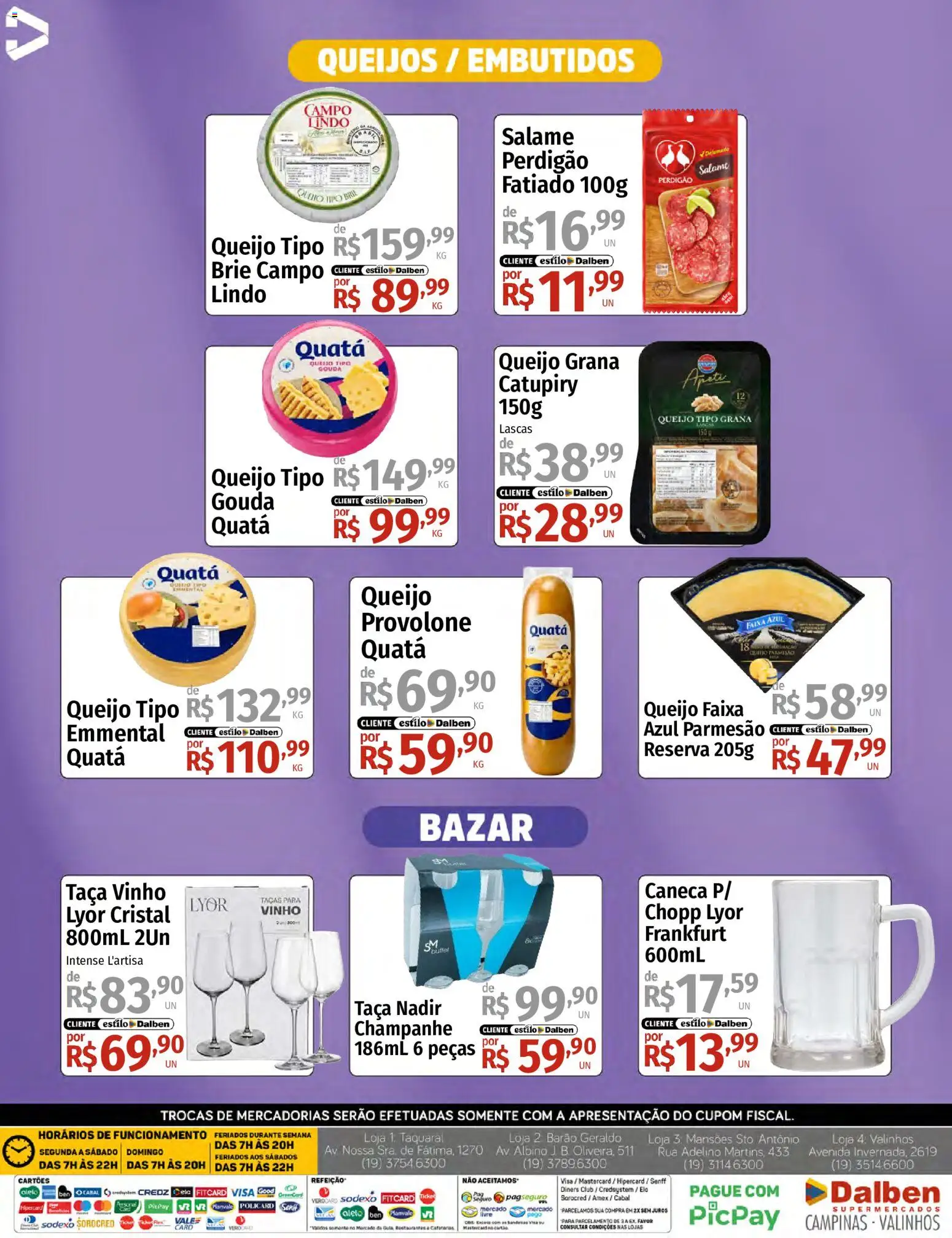 Supermercado Dalben Folheto - válido de 07/08/2026 | Página: 5 | Produtos: Queijo, Provolone, Catupiry, Brie