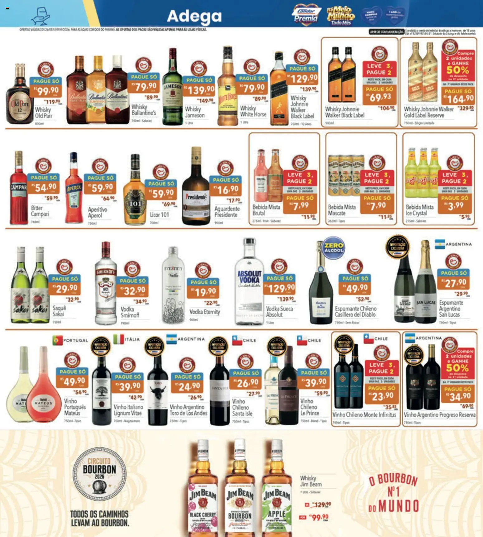 Supermercados Condor Folheto - válido de 26/08/2026 | Página: 17 | Produtos: Espumante, Whisky, Cama, Campari