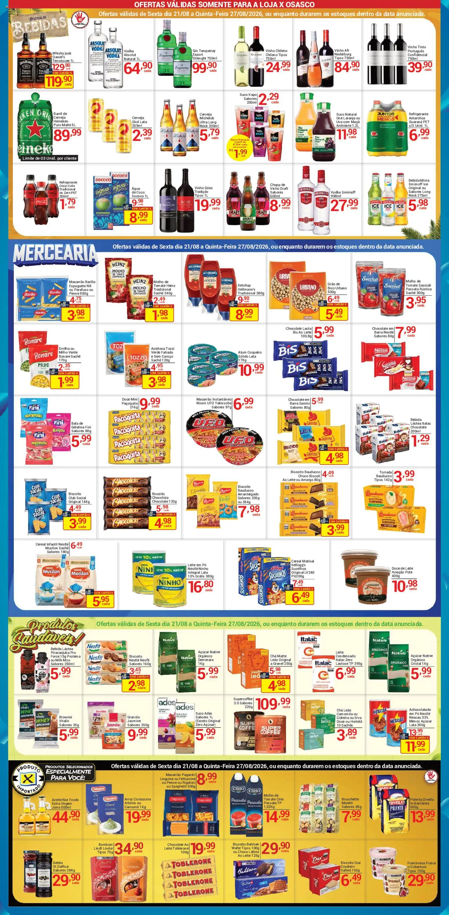 X Supermercados Folheto - válido de 21/08/2026 | Página: 2 | Produtos: Ervilha, Bebidas, Vinho tinto, Vinho