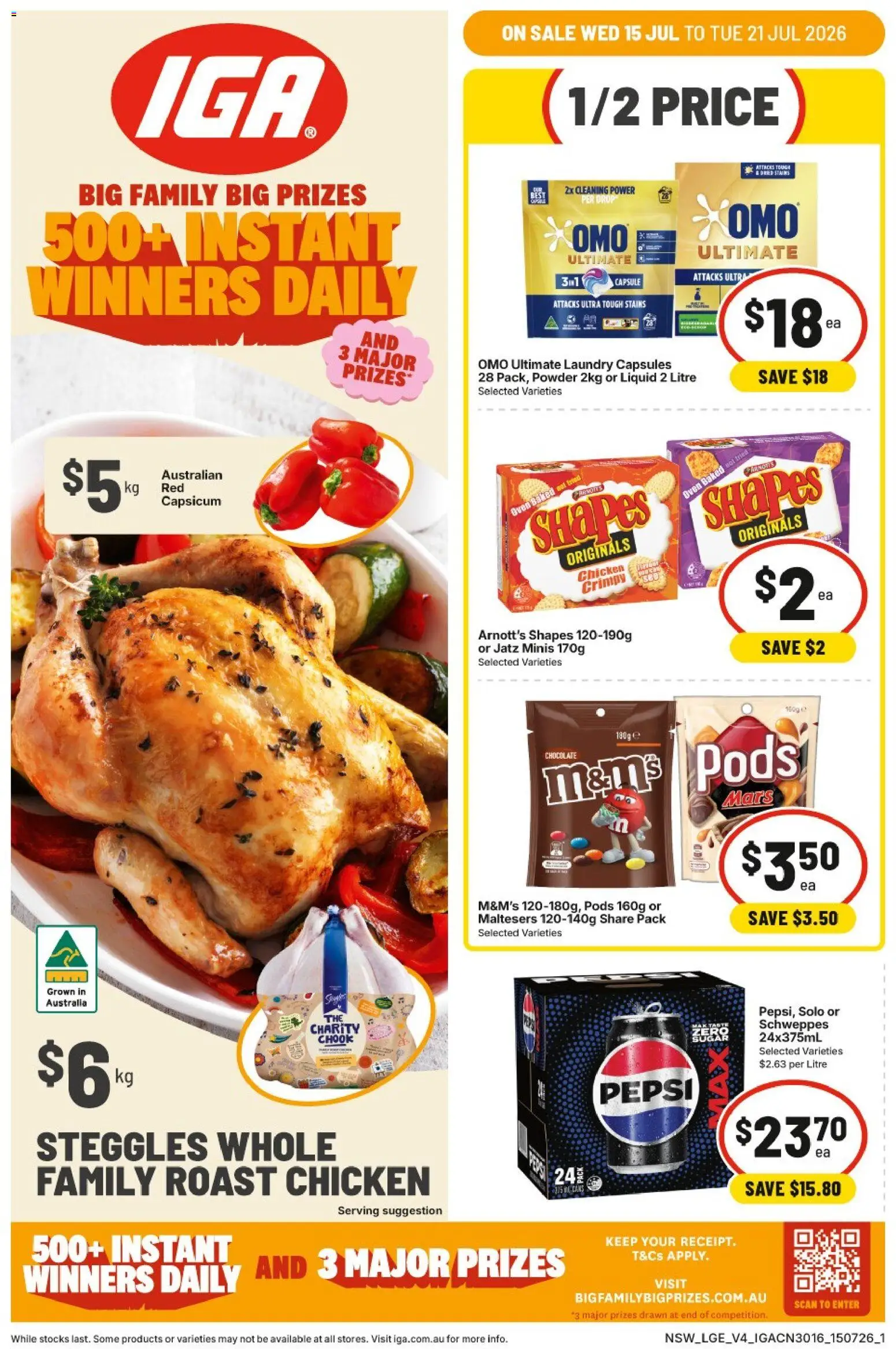 IGA catalogue - valid from 15/07/2026 | Page: 1 | Products: Powder, Chocolate, Laundry, Oven