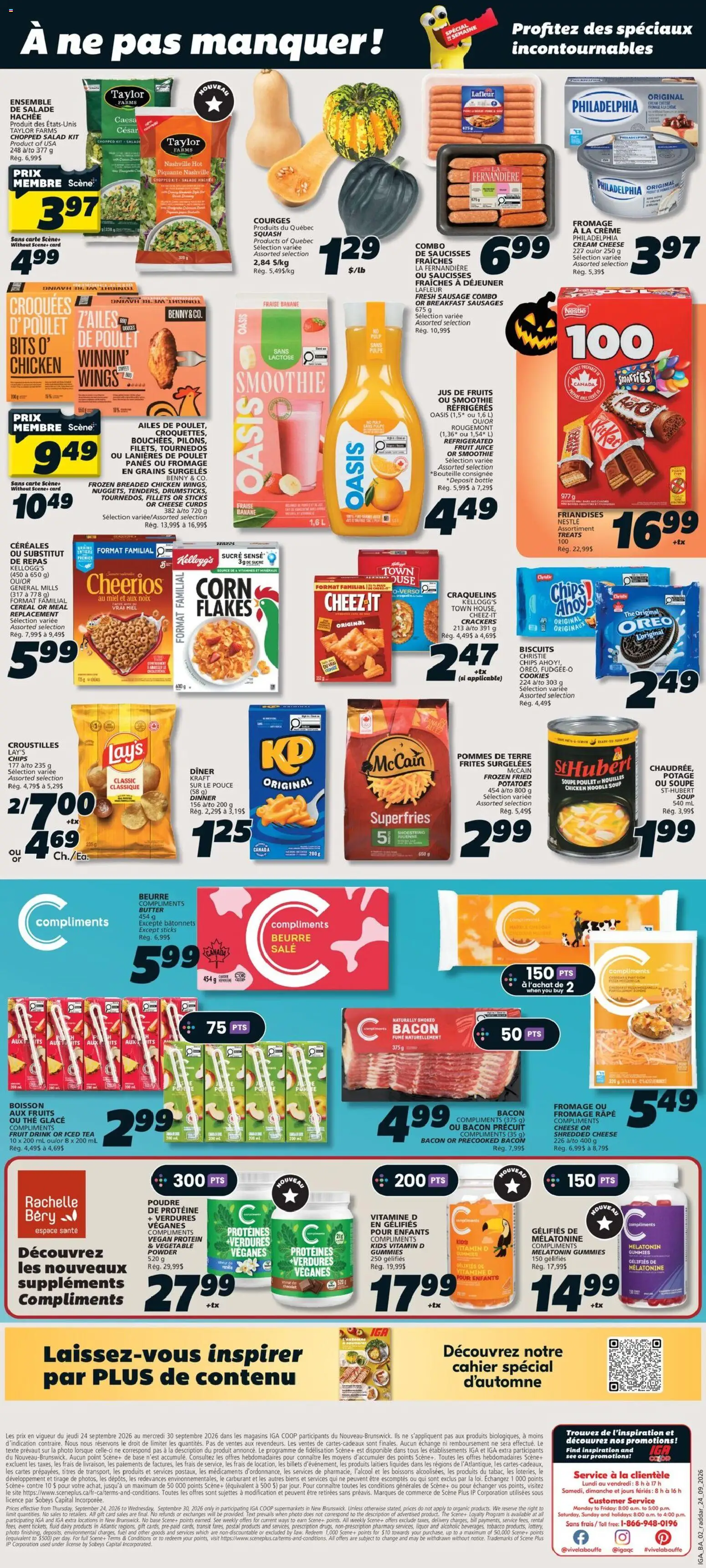 IGA flyer valid from Sep 24, 2026 | Page: 2 | Products: Salad, Sausages, Corn, Butter
