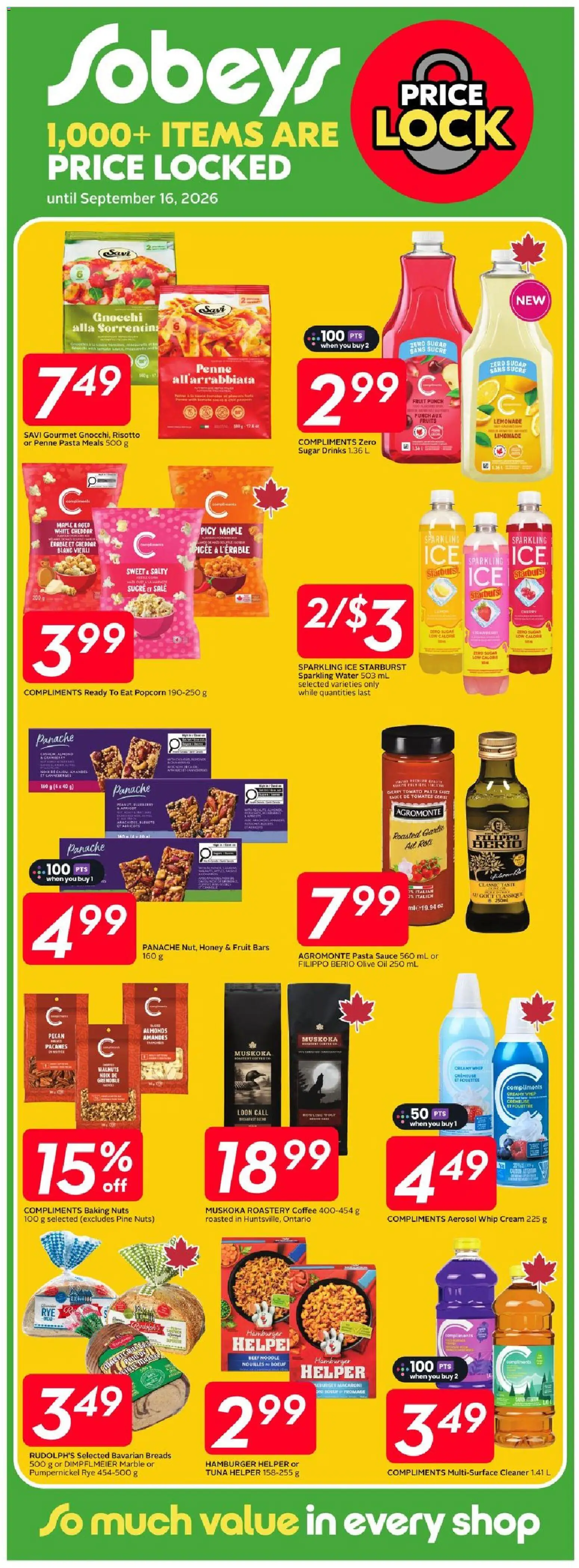 Sobeys flyer valid from Aug 13, 2026 | Page: 14 | Products: Nuts, Cream, Tomato, Almonds