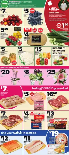 Preview of Zehrs weekly flyer / circulaire from shop Zehrs valid from Jul 2, 2026 | Page: 4 | Products: Beef, Strawberries, Cucumbers, Potatoes
