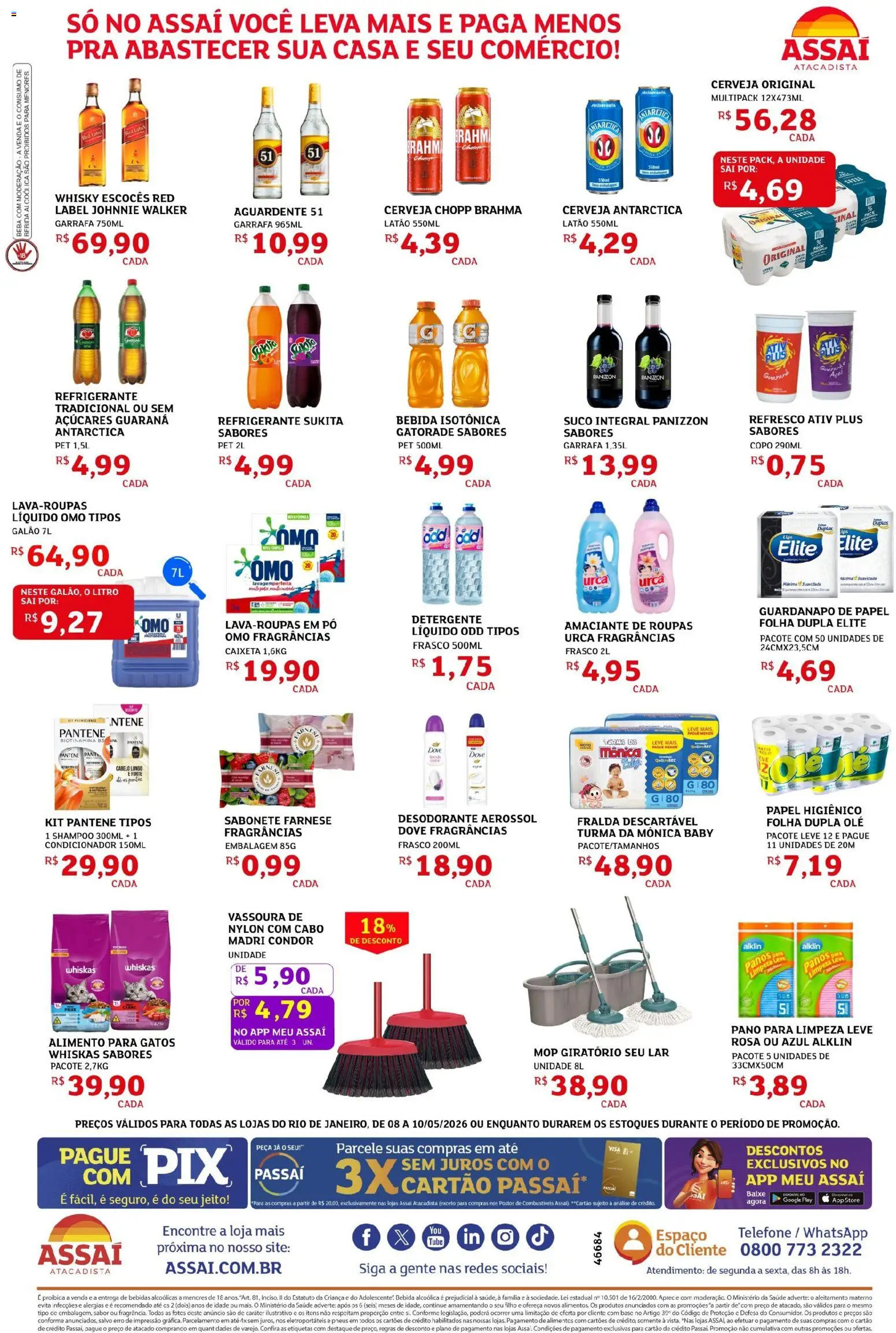 Assaí Atacadista Folheto - válido de 08.05.2026 | Página: 2 | Produtos: Mop, Detergente, Carne, Guardanapo