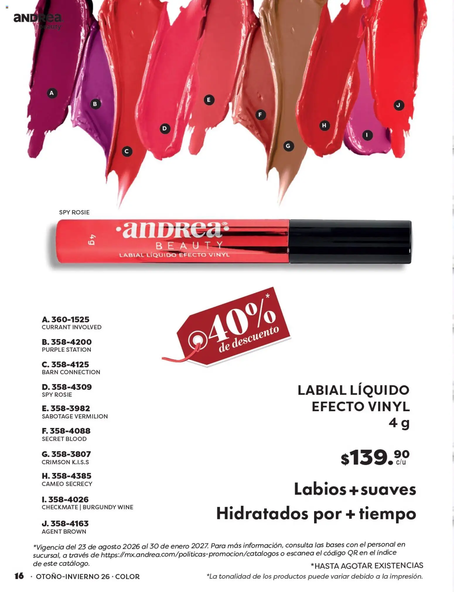 Nuevas ofertas de Andrea válidas en toda la República Mexicana desde el 23/08/2026. ¡Encuentra las mejores ofertas en Andrea catálogo Beauty! | Página: 16