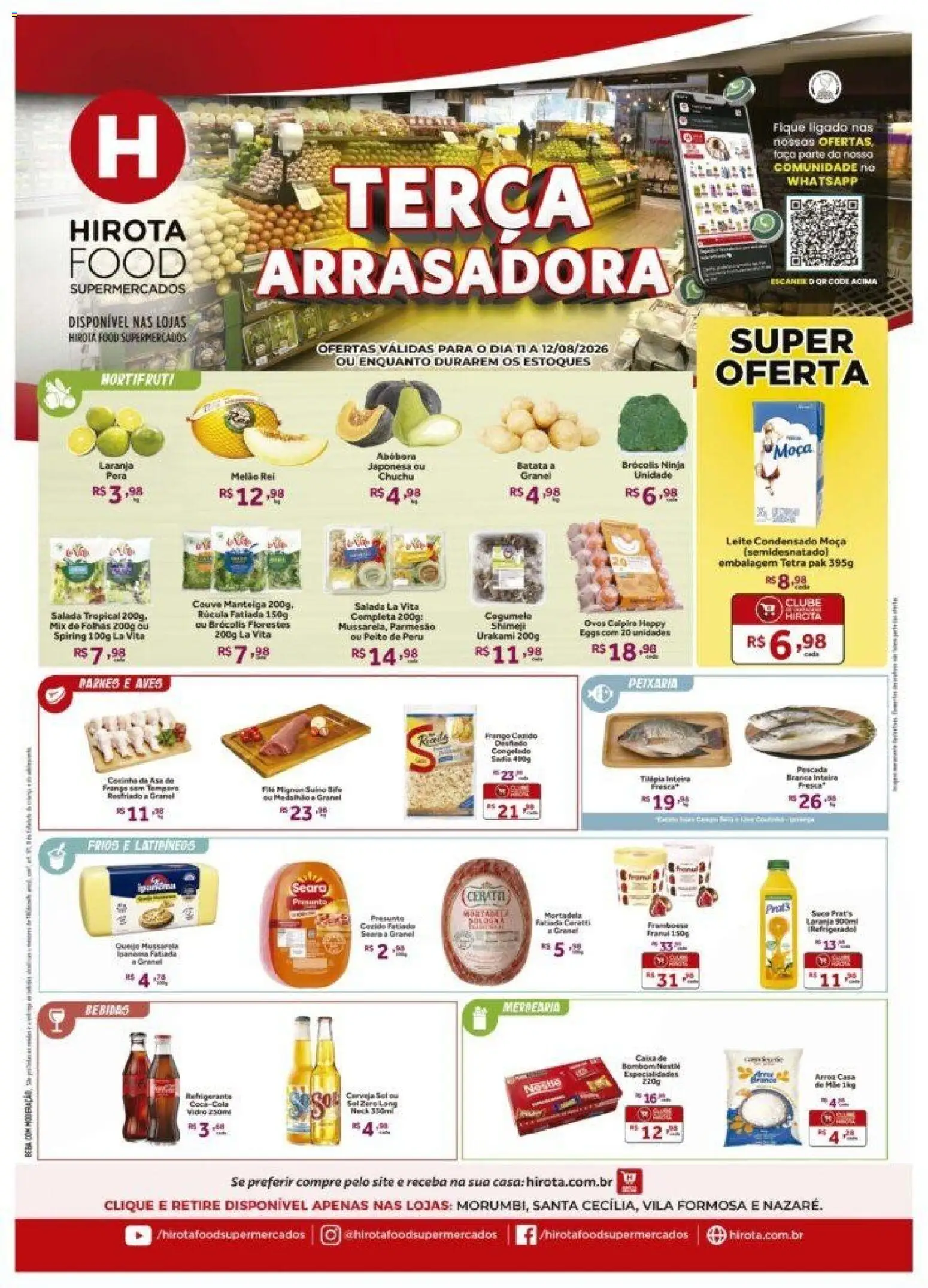 Hirota Food Folheto - válido de 11/08/2026 | Página: 1 | Produtos: Rúcula, Caixa, Mortadela, Peito de peru