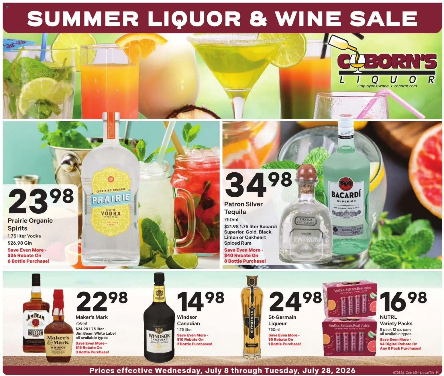 Coborn's Liquor Sale - valid from 07/08/2026 | Page: 1 | Products: Wine, Bourbon, Gin, Vodka