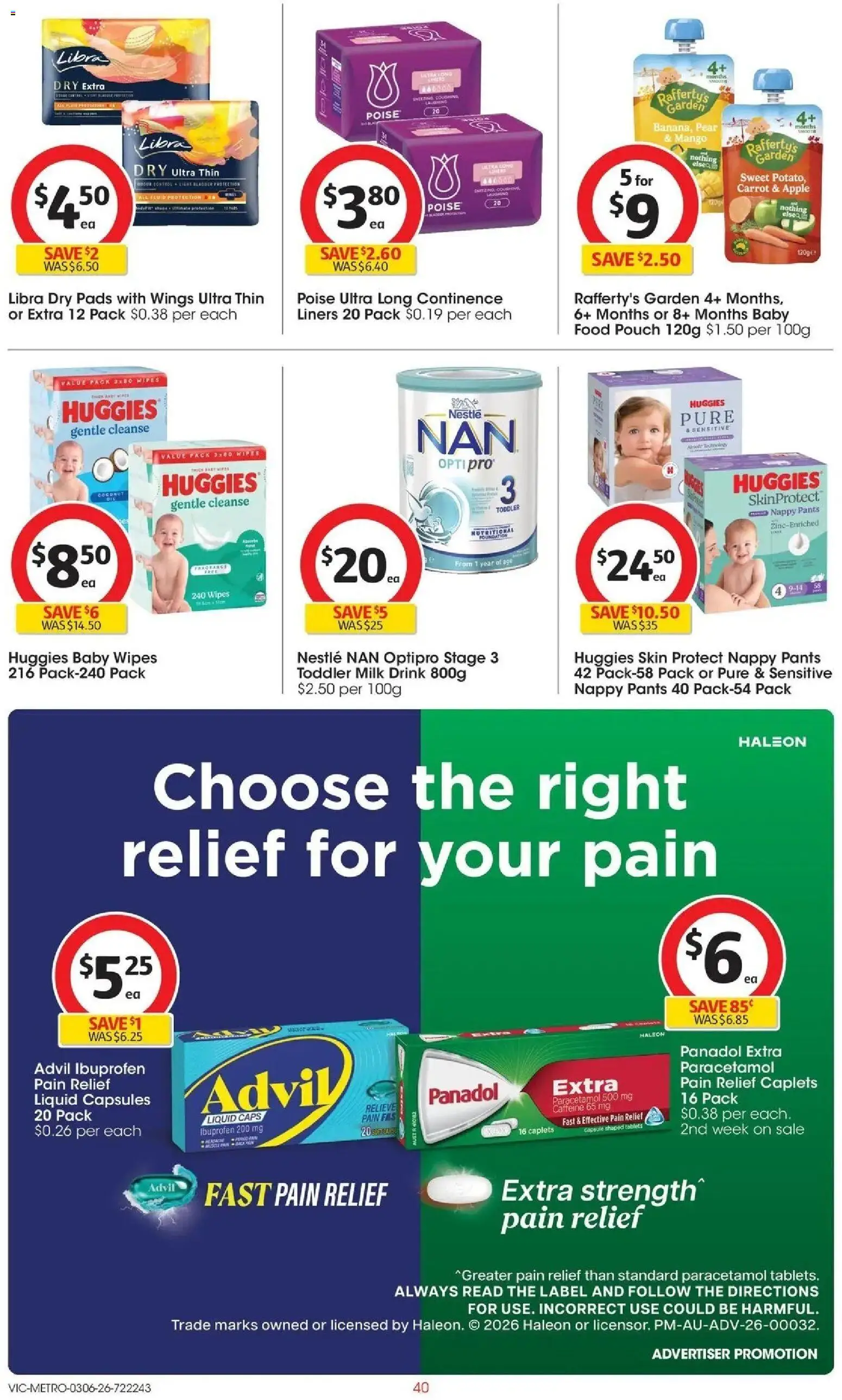 Coles catalogue - valid from 02.06.2026 | Page: 40 | Products: Milk, Baby food, Mango, Pain relief