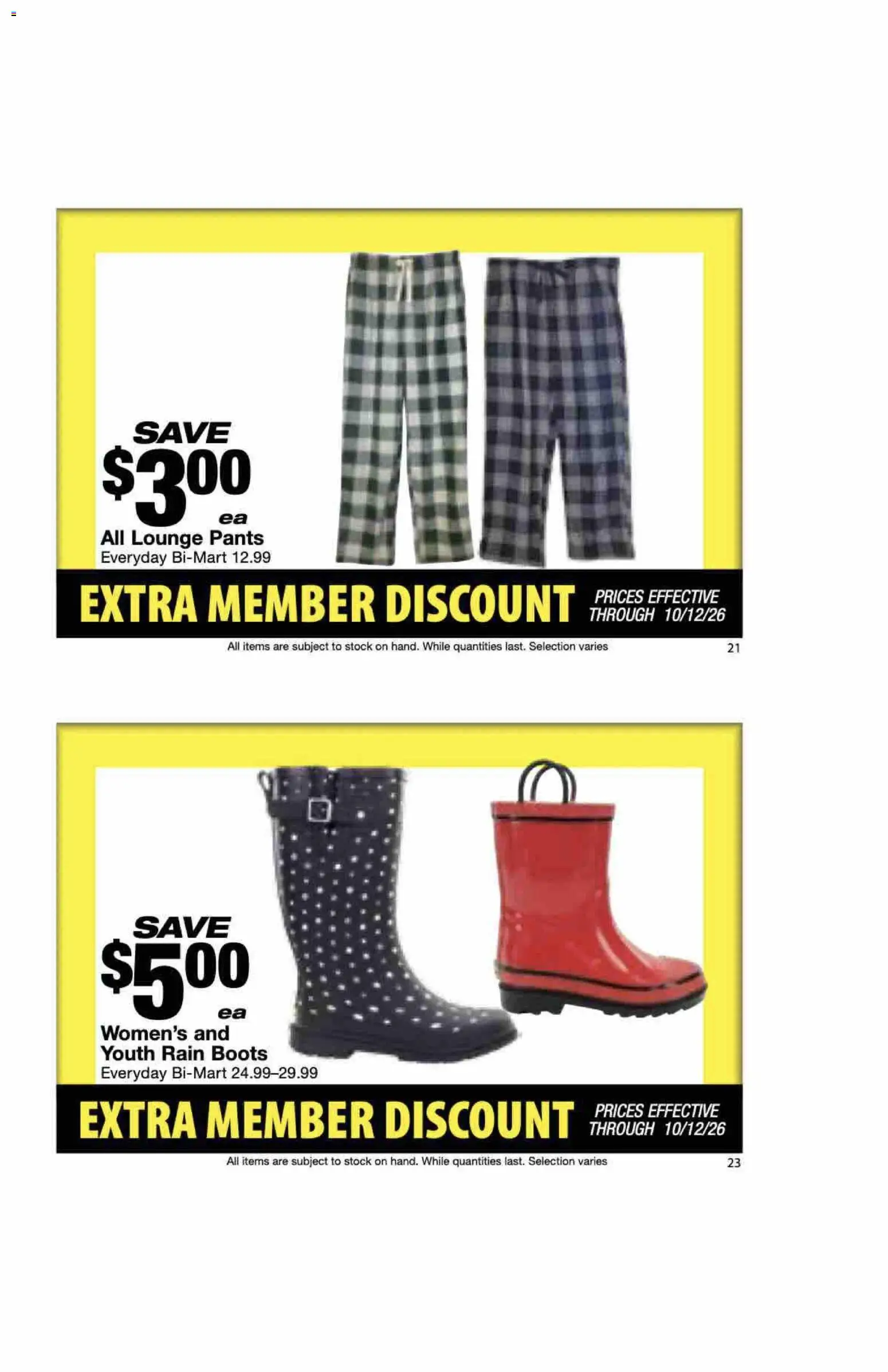 Bi-Mart Extra Member Discount Book - valid from 09/28/2026 | Page: 13 | Products: Pants, Boots