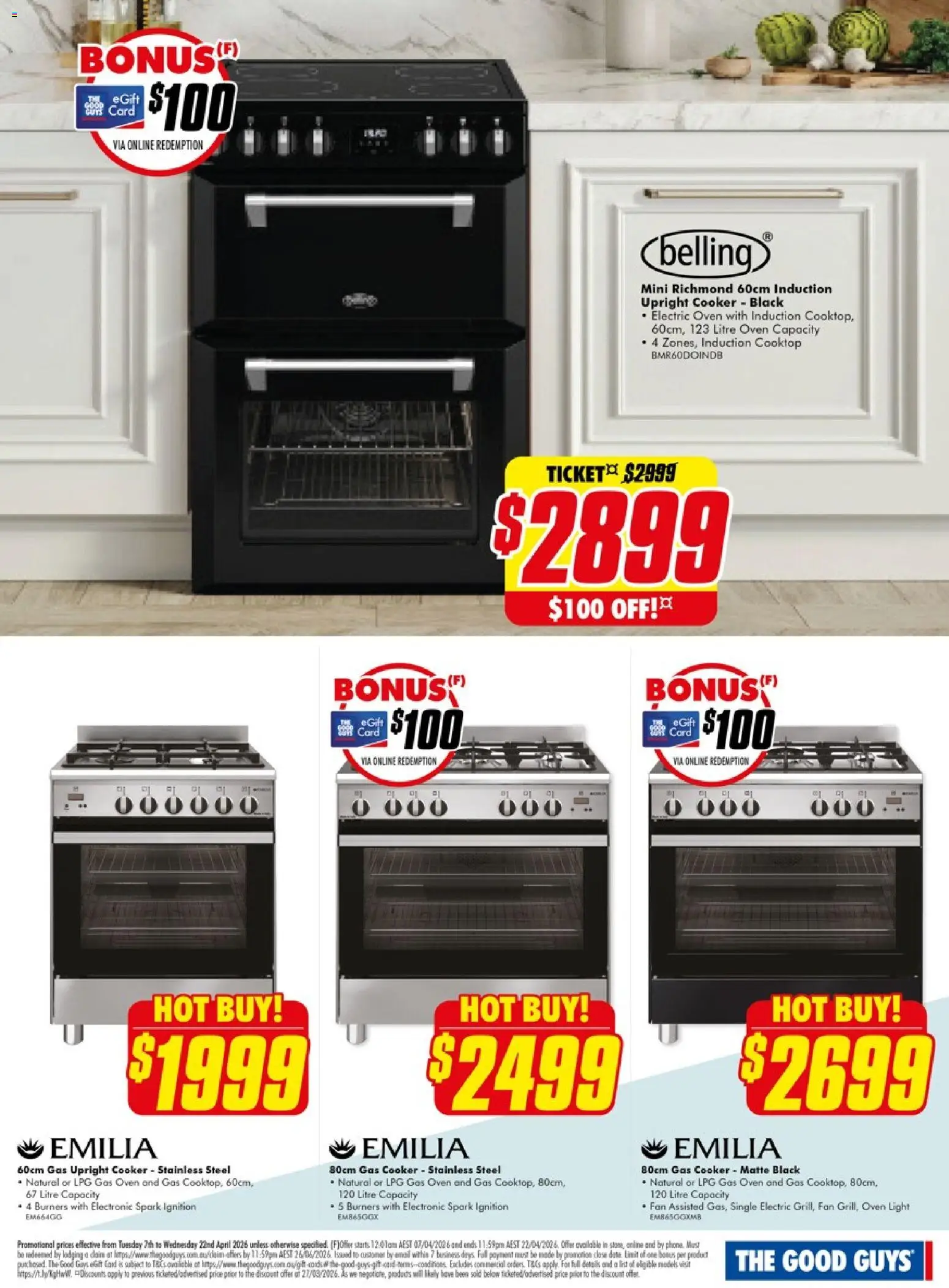 The Good Guys catalogue - valid from 06.04.2026 | Page: 20 | Products: Light, Oven, Cooktop, Fan