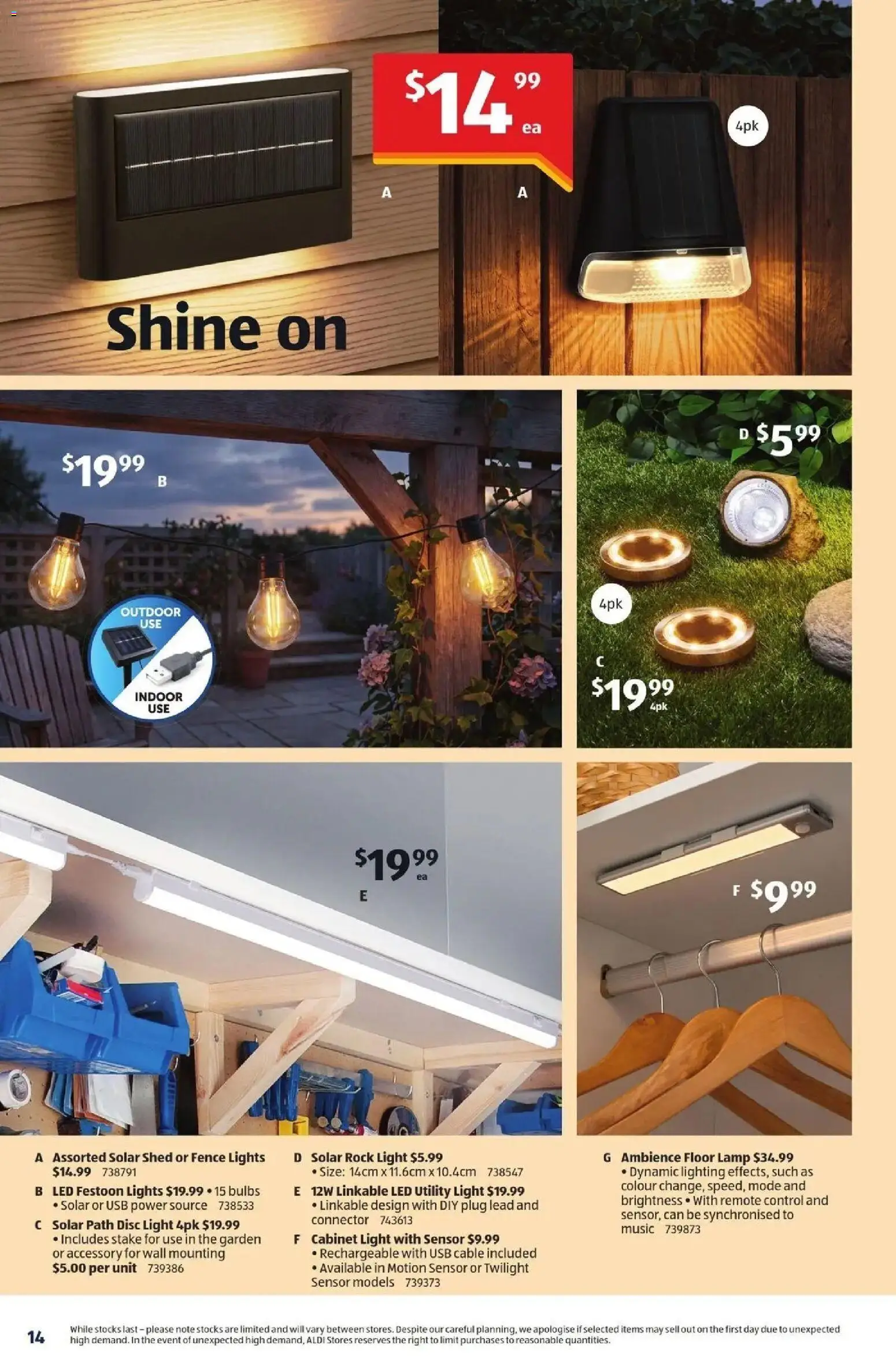 Aldi catalogue - valid from 30/09/2026 | Page: 14 | Products: Fence, Shed, Floor lamp, Lighting