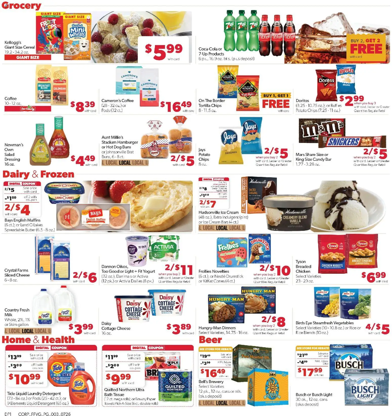 Family Fare Weekly Ad - valid from 07/26/2026 | Page: 3 | Products: Butter, Cheese, Chocolate, Salad