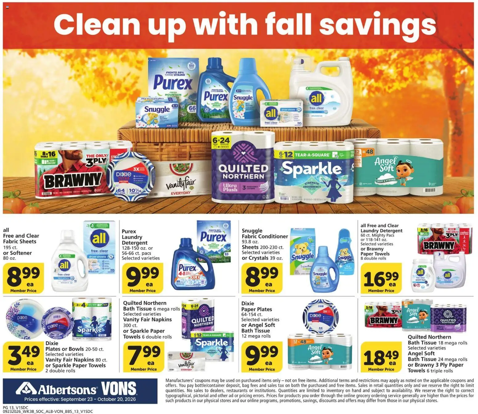 Vons Big Book of Savings - valid from 09/23/2026 | Page: 13 | Products: Winches, Laundry detergent, Detergent, Paper towels