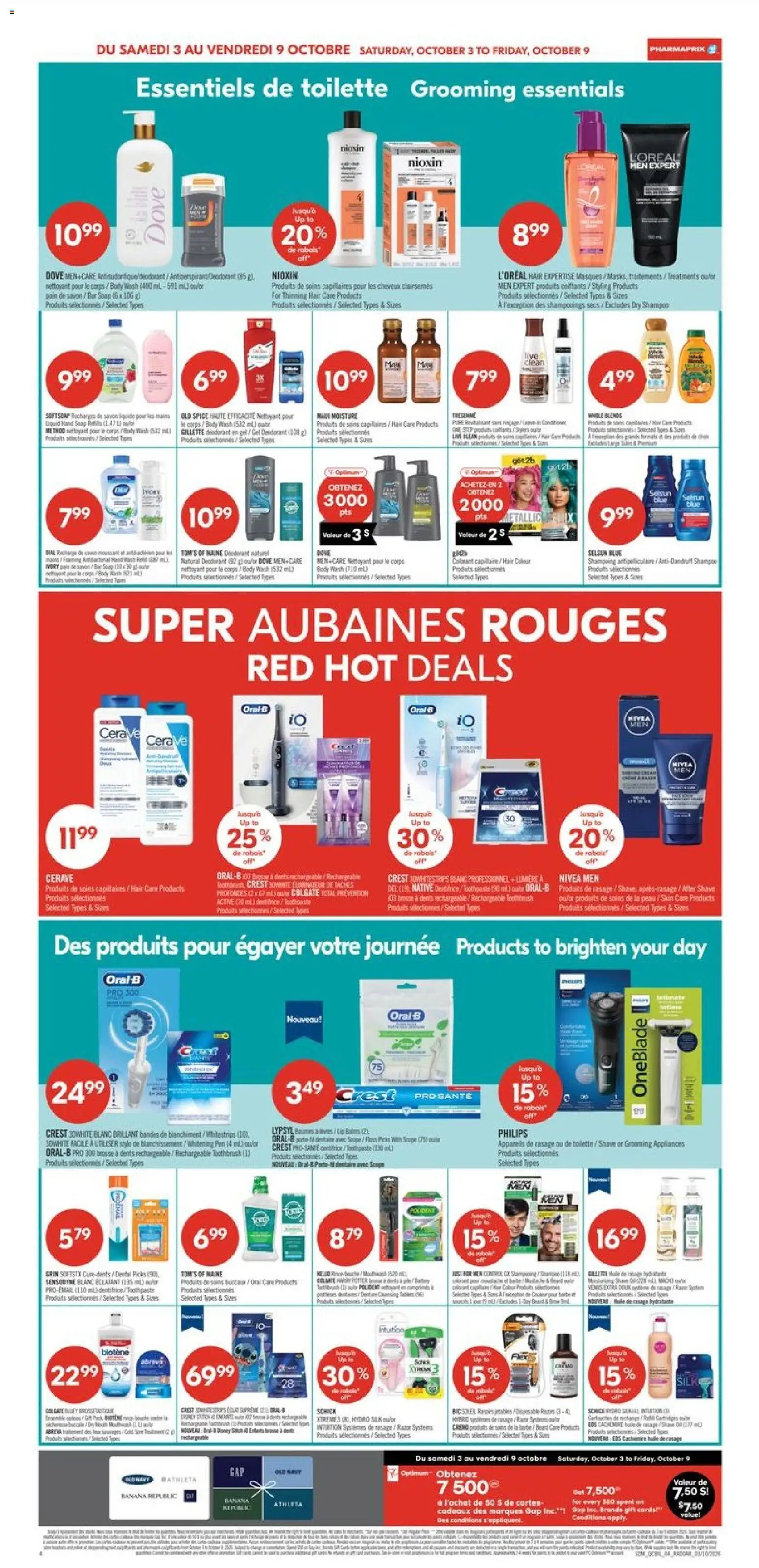 Pharmaprix flyer valid from Oct 3, 2026 | Page: 11 | Products: Robot, Soap, Deodorant, Toothpaste