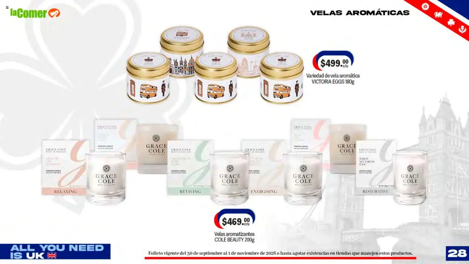 Nuevas ofertas de La Comer válidas en toda la República Mexicana desde el 30/09/2026. ¡Encuentra las mejores ofertas en La Comer folleto! | Página: 28 | Productos: Vela, Velas, Velas aromáticas